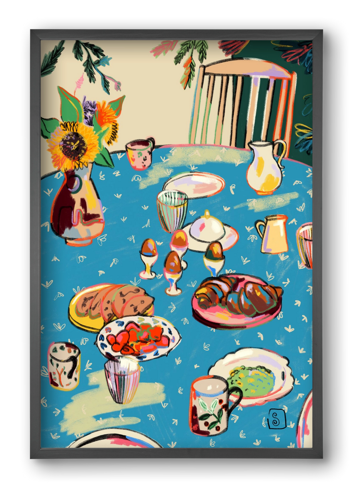 BREAKFAST IN THE GARDEN, 40x60 cm (40x60 cm), Fekete keret