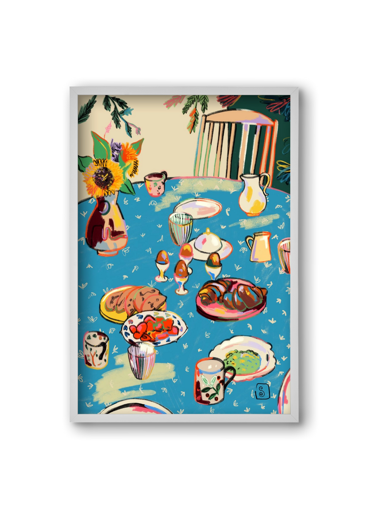 BREAKFAST IN THE GARDEN, 20x30 cm (20x30 cm), Fehér keret