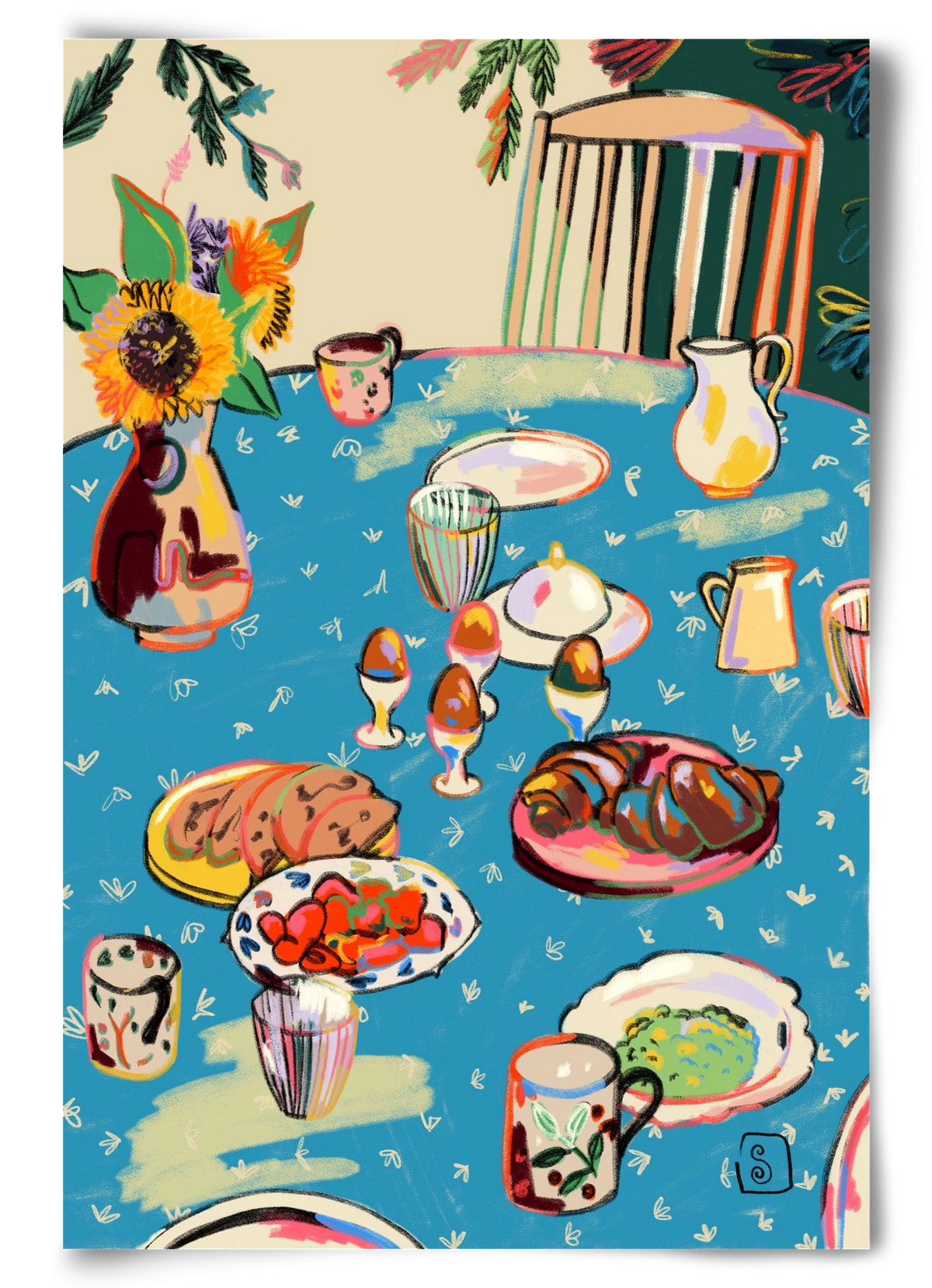 BREAKFAST IN THE GARDEN, 60x90 cm, Keret nélkül