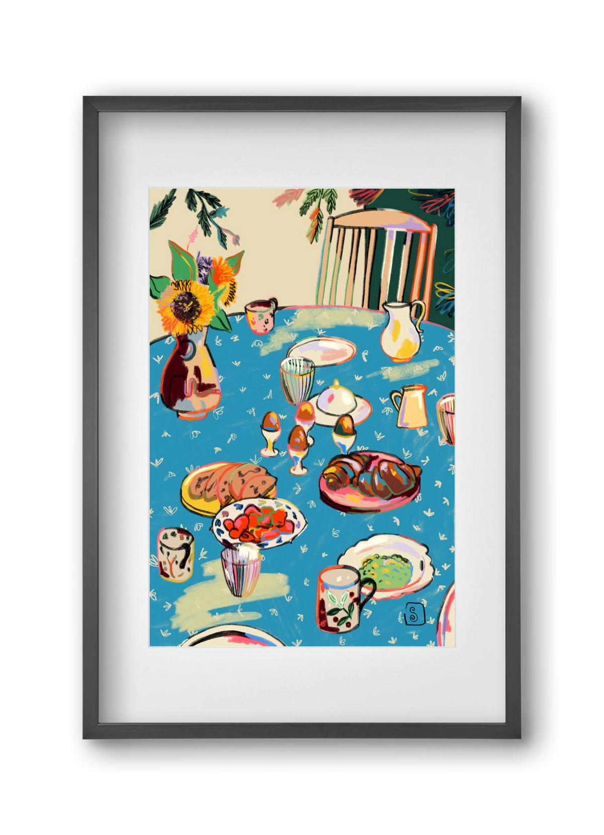 BREAKFAST IN THE GARDEN, 30x45 cm (20x30 cm), Fekete keret, paszpartuval