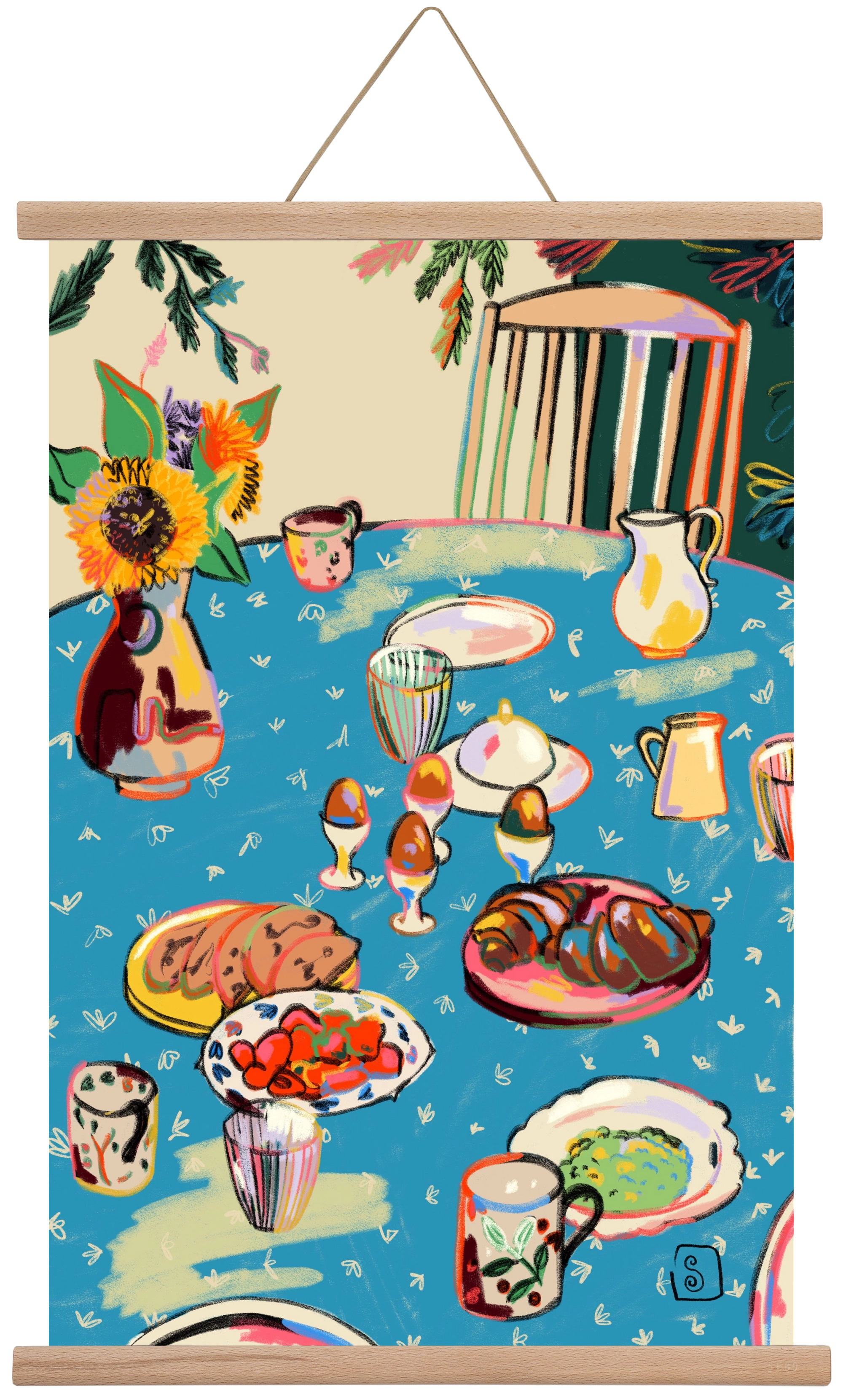 BREAKFAST IN THE GARDEN, 40x60 cm (40x60 cm), Tölgy akasztó