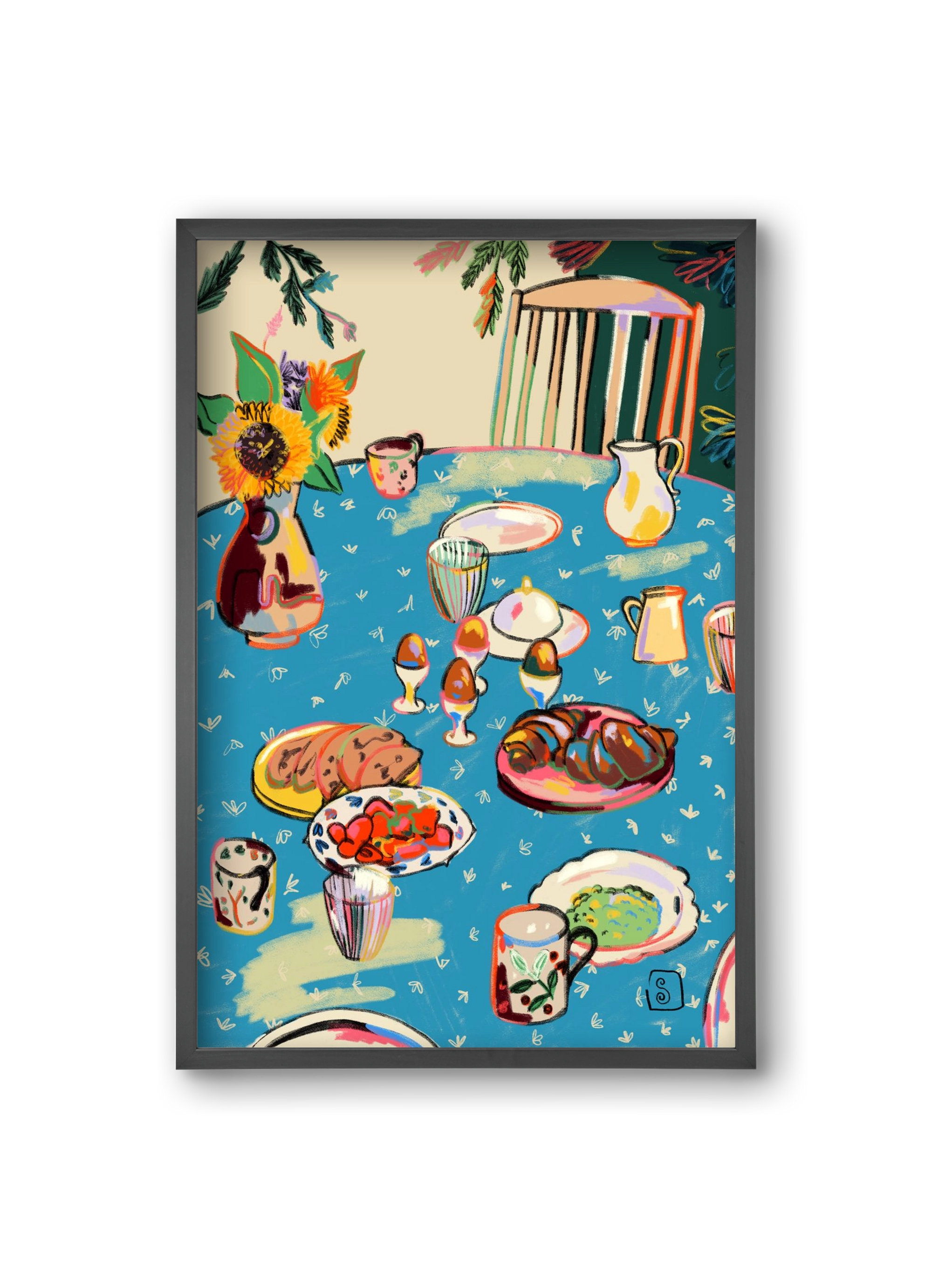 BREAKFAST IN THE GARDEN, 20x30 cm (20x30 cm), Fekete keret