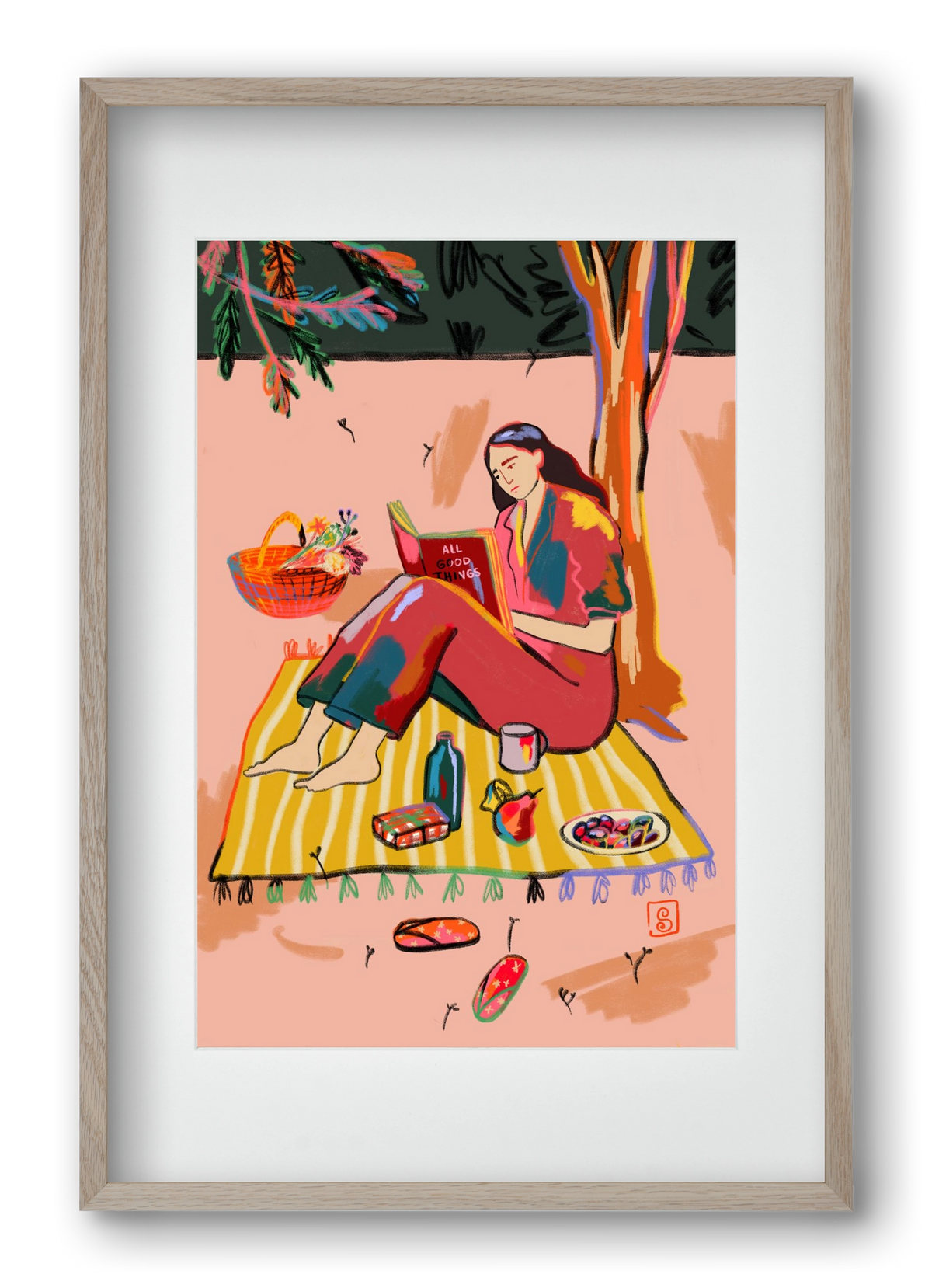 AUTUMN PICNIC, 40x60 cm (30x45 cm), Tölgy keret, paszpartuval