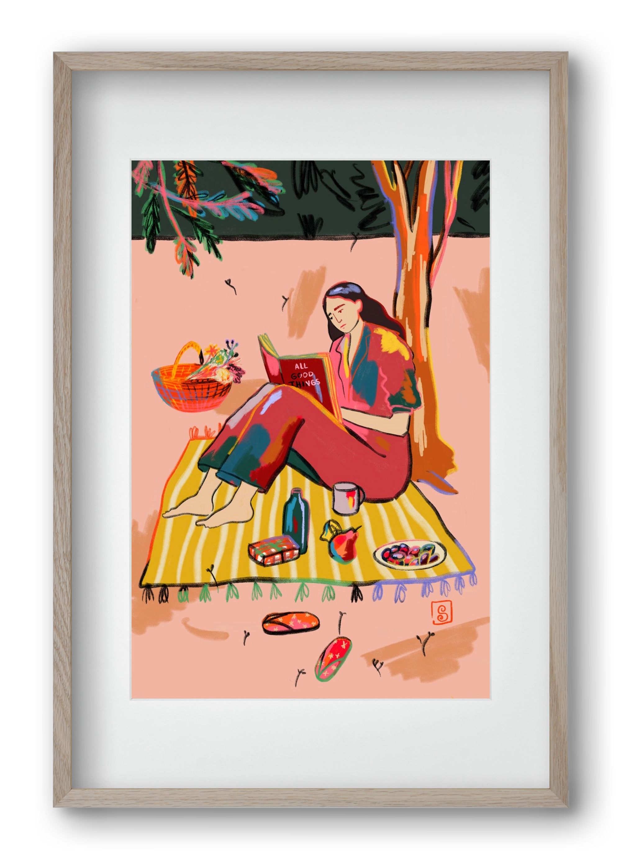 AUTUMN PICNIC, 40x60 cm (30x45 cm), Tölgy keret, paszpartuval