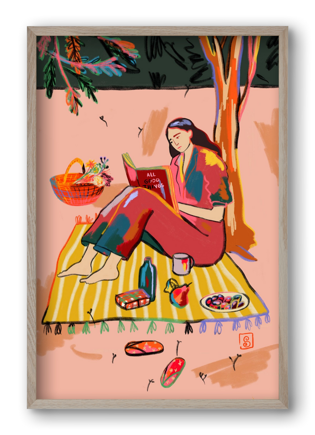 AUTUMN PICNIC, 40x60 cm (40x60 cm), Tölgy keret