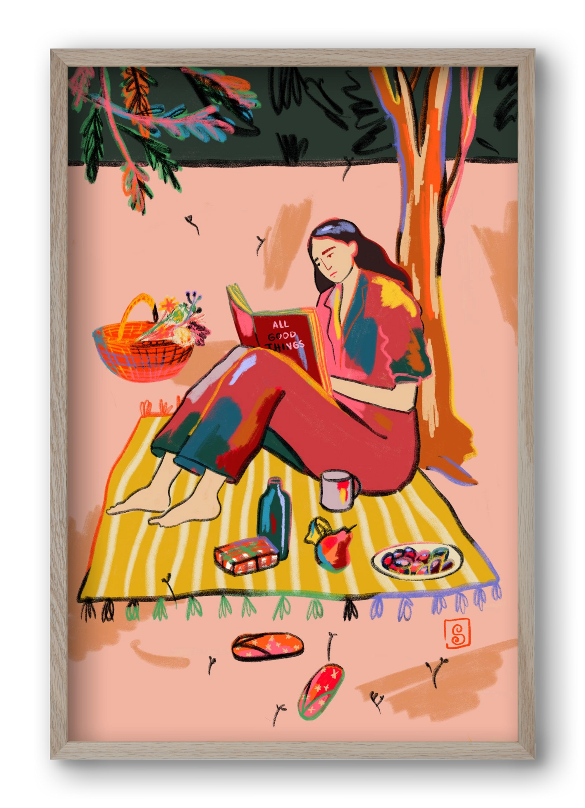 AUTUMN PICNIC, 40x60 cm (40x60 cm), Tölgy keret