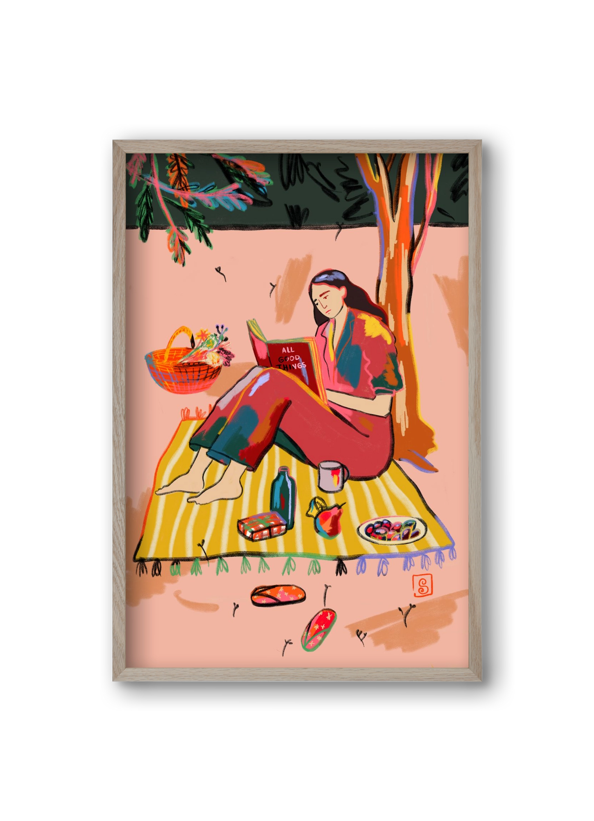 AUTUMN PICNIC, 20x30 cm (20x30 cm), Tölgy keret