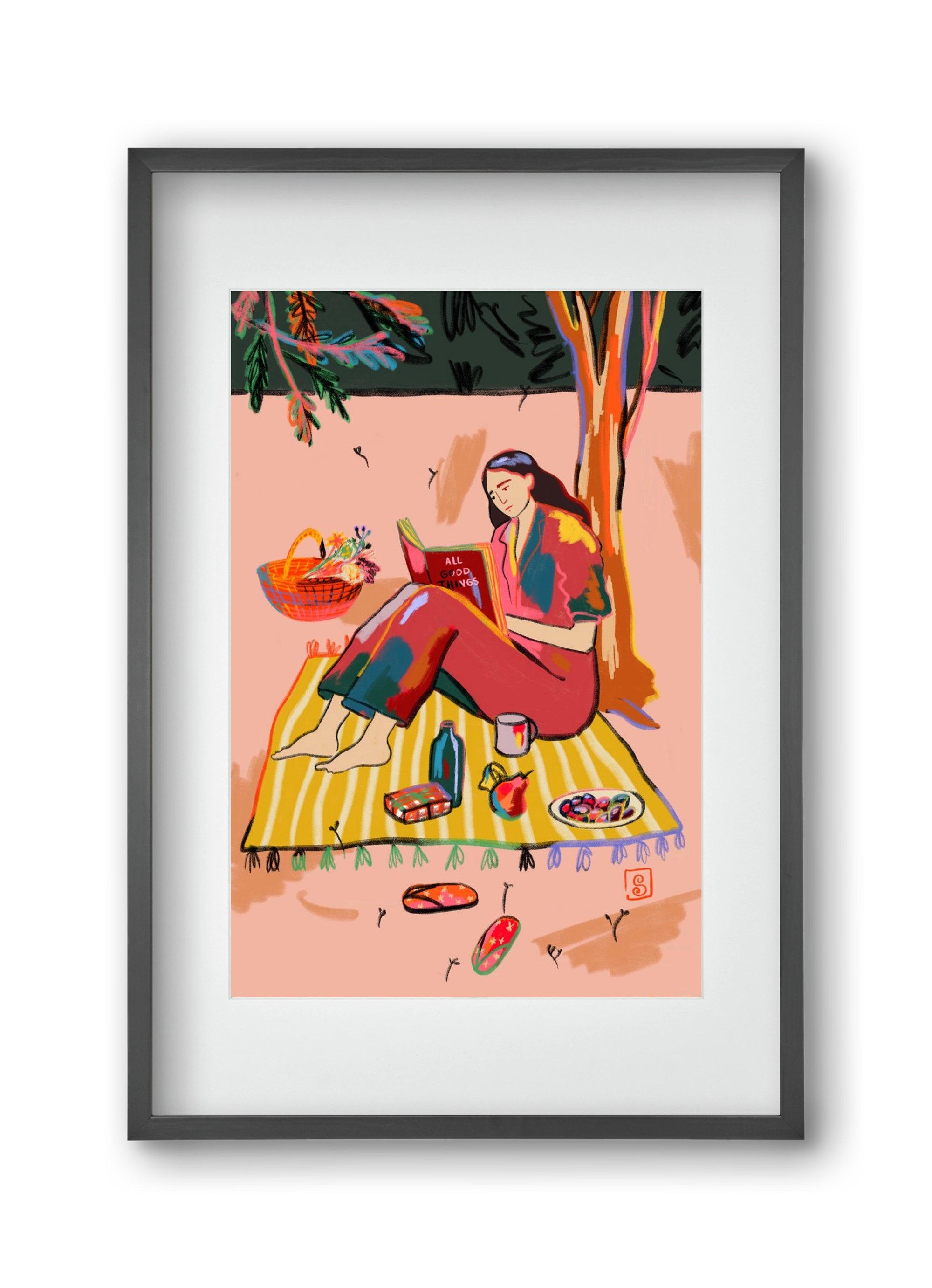 AUTUMN PICNIC, 30x45 cm (20x30 cm), Fekete keret, paszpartuval