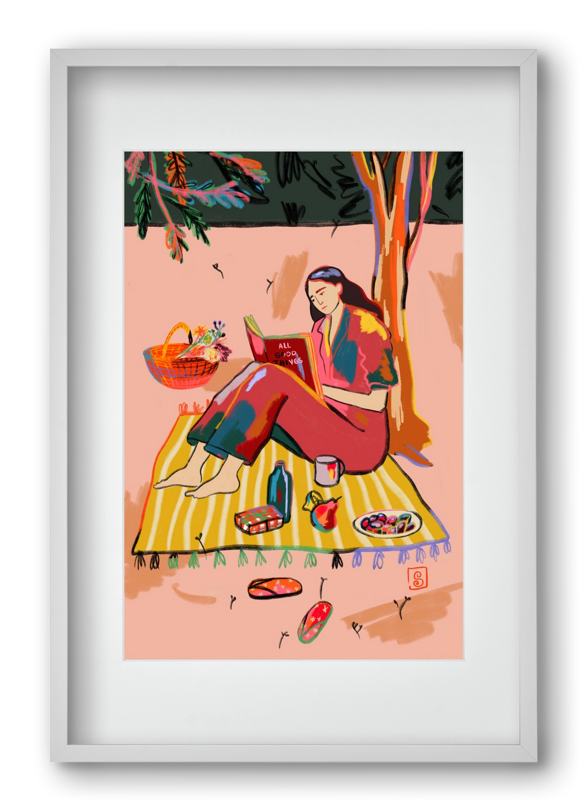 AUTUMN PICNIC, 40x60 cm (30x45 cm), Fehér keret, paszpartuval