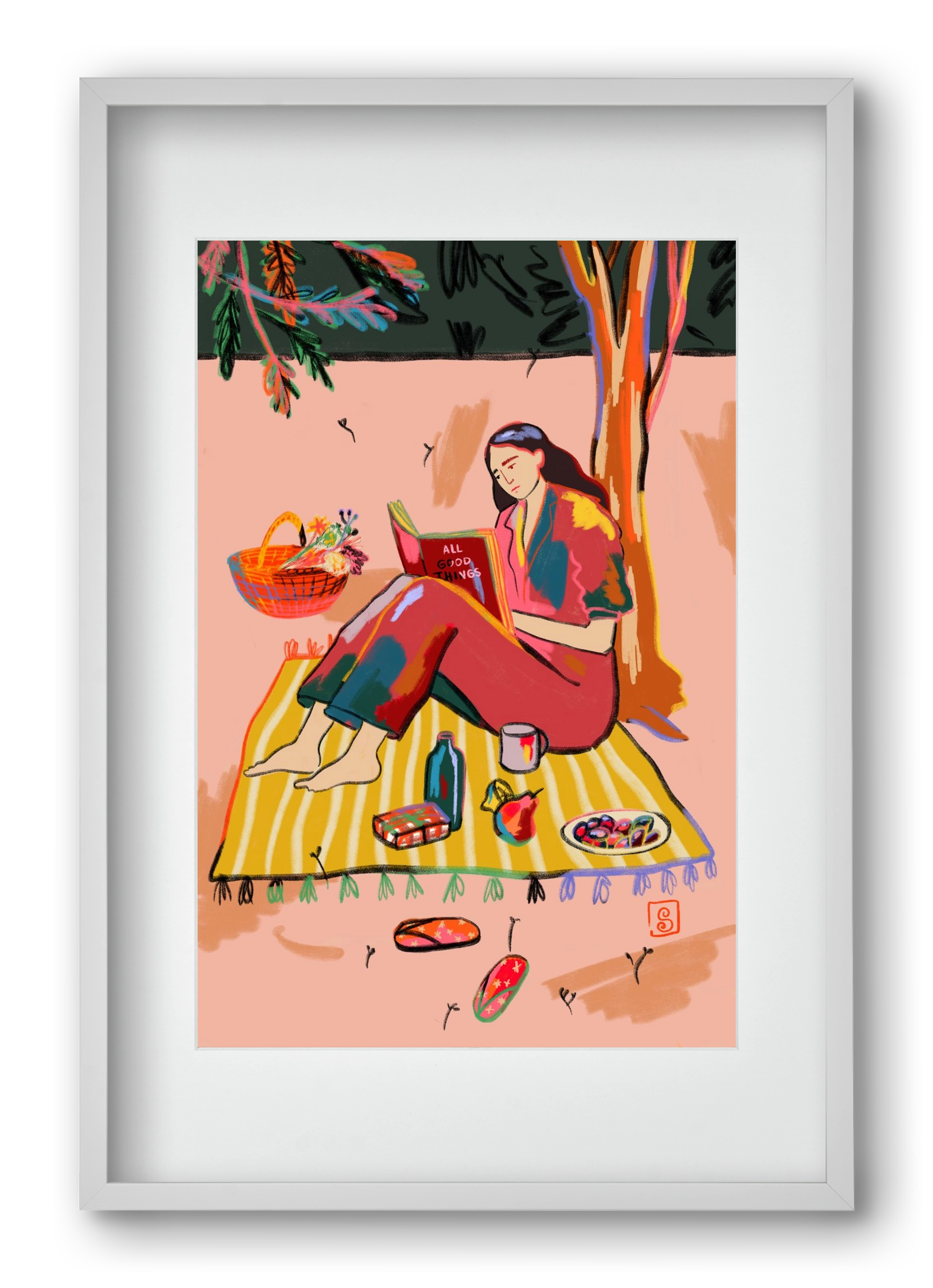 AUTUMN PICNIC, 40x60 cm (30x45 cm), Fehér keret, paszpartuval