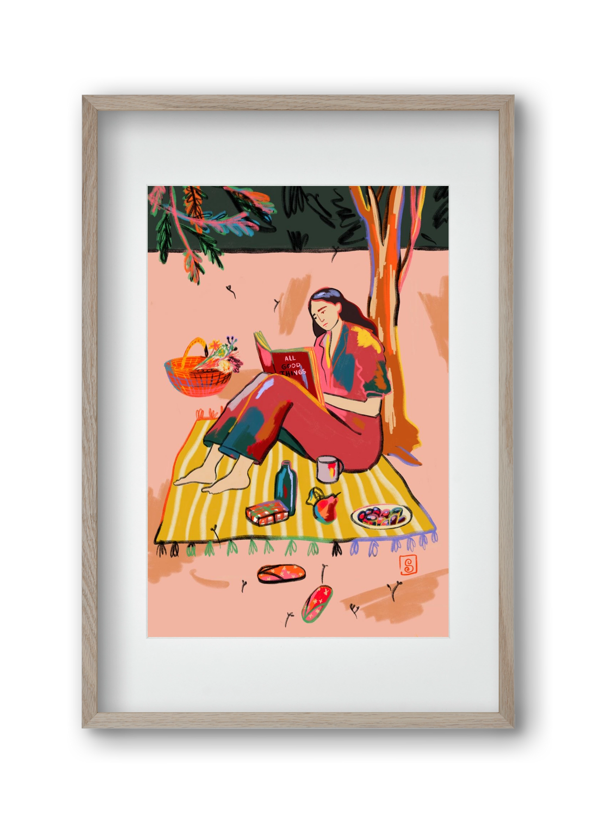 AUTUMN PICNIC, 30x45 cm (20x30 cm), Tölgy keret, paszpartuval