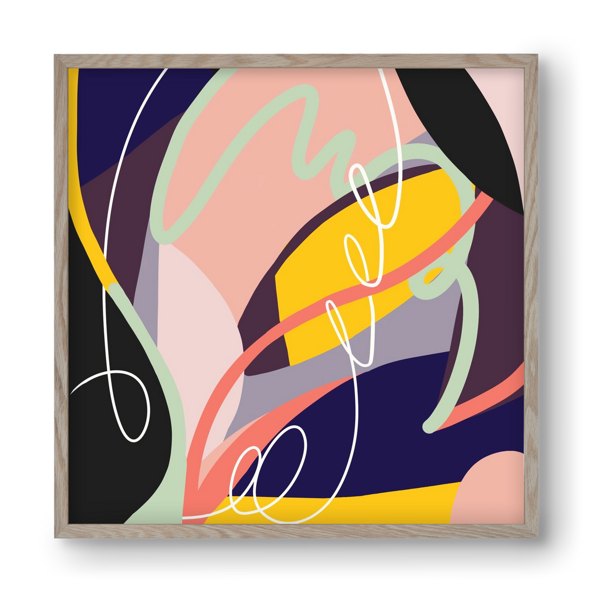 Botanical gardens, 40x40 cm (40x40 cm), Tölgy keret