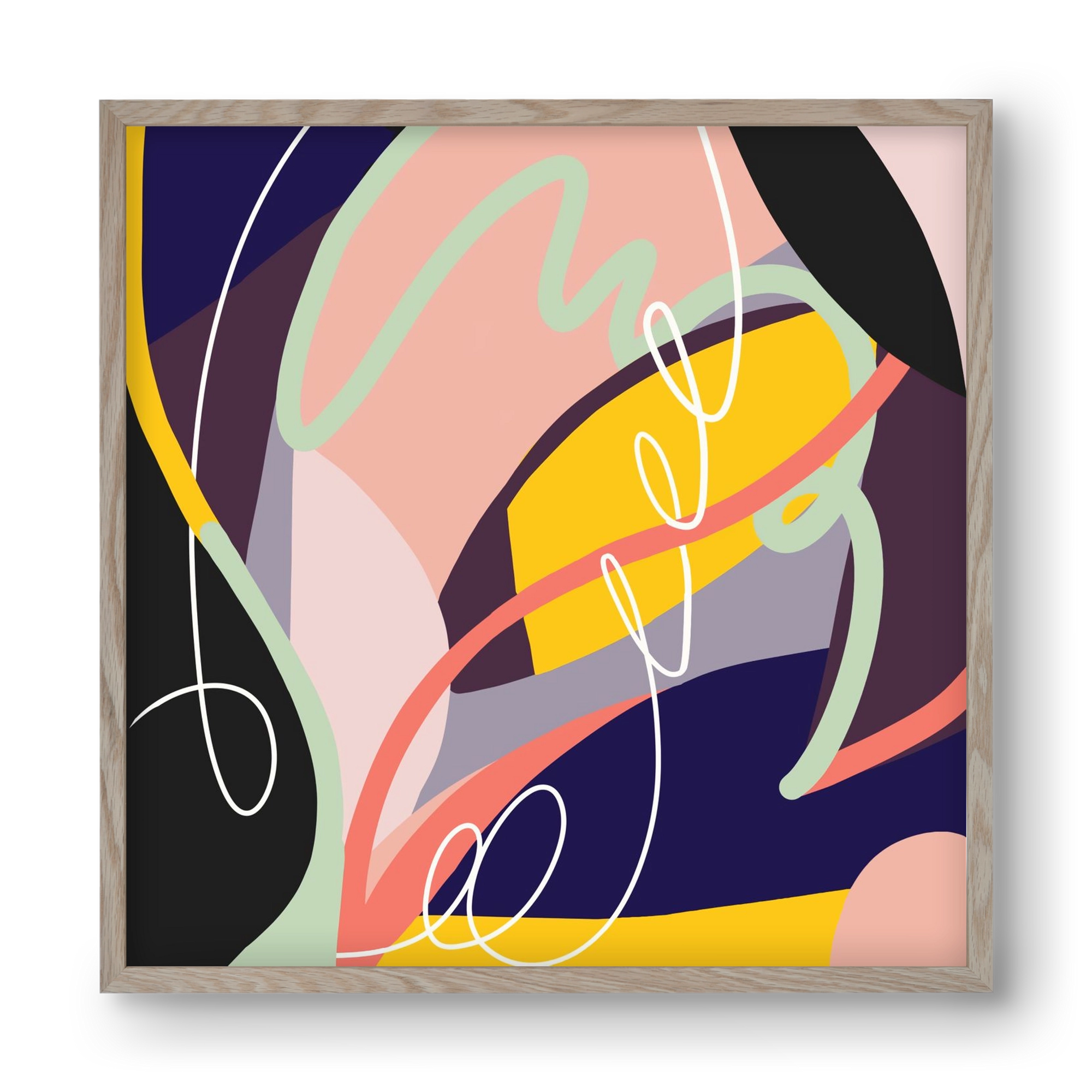 Botanical gardens, 40x40 cm (40x40 cm), Tölgy keret