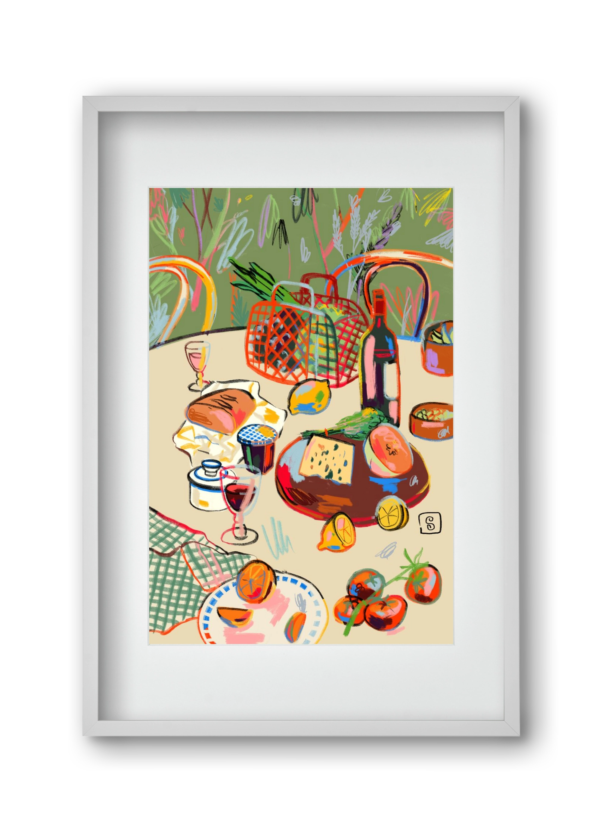 WINE BREAK, 30x45 cm (20x30 cm), Fehér keret, paszpartuval