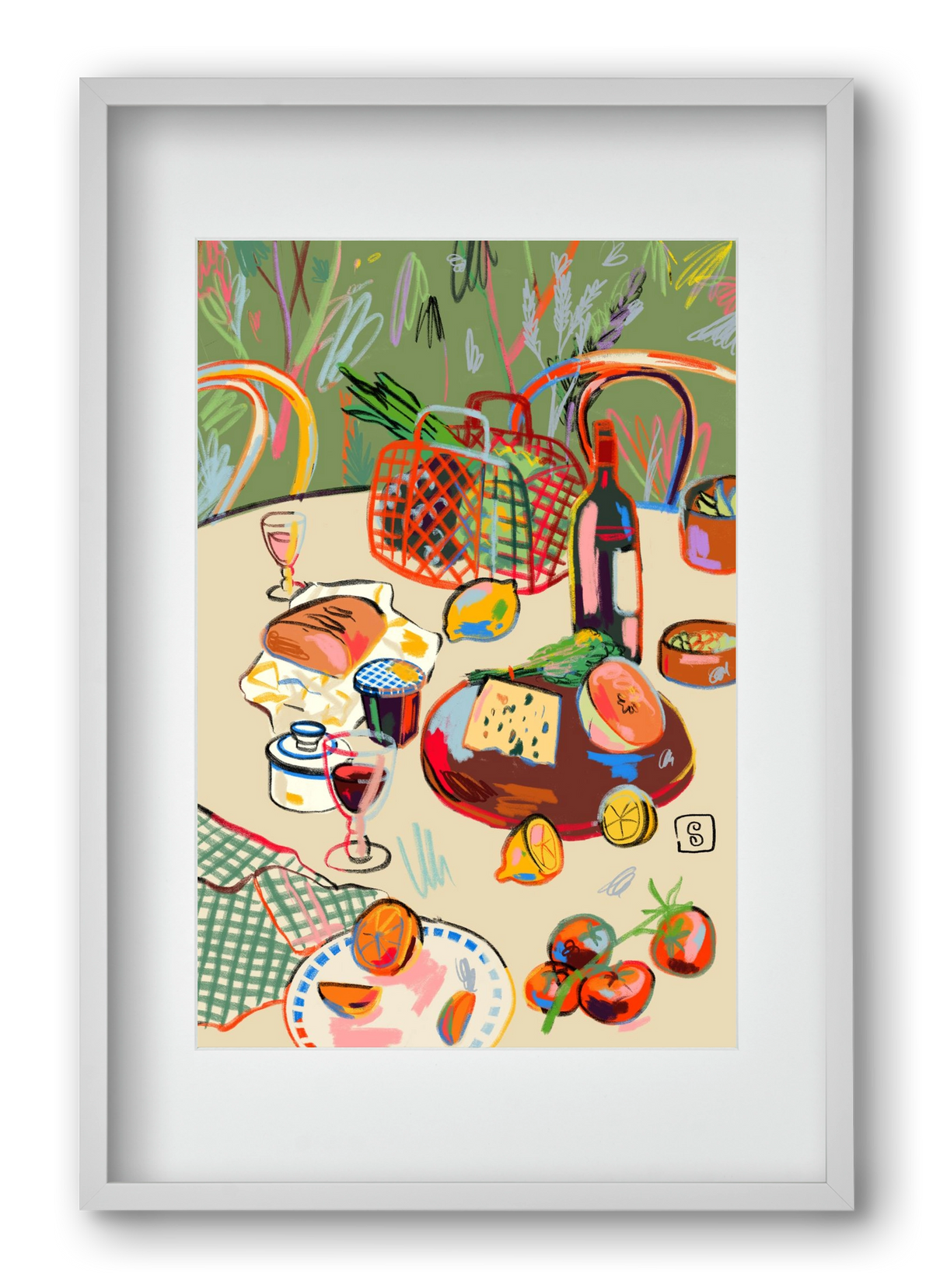 WINE BREAK, 40x60 cm (30x45 cm), Fehér keret, paszpartuval