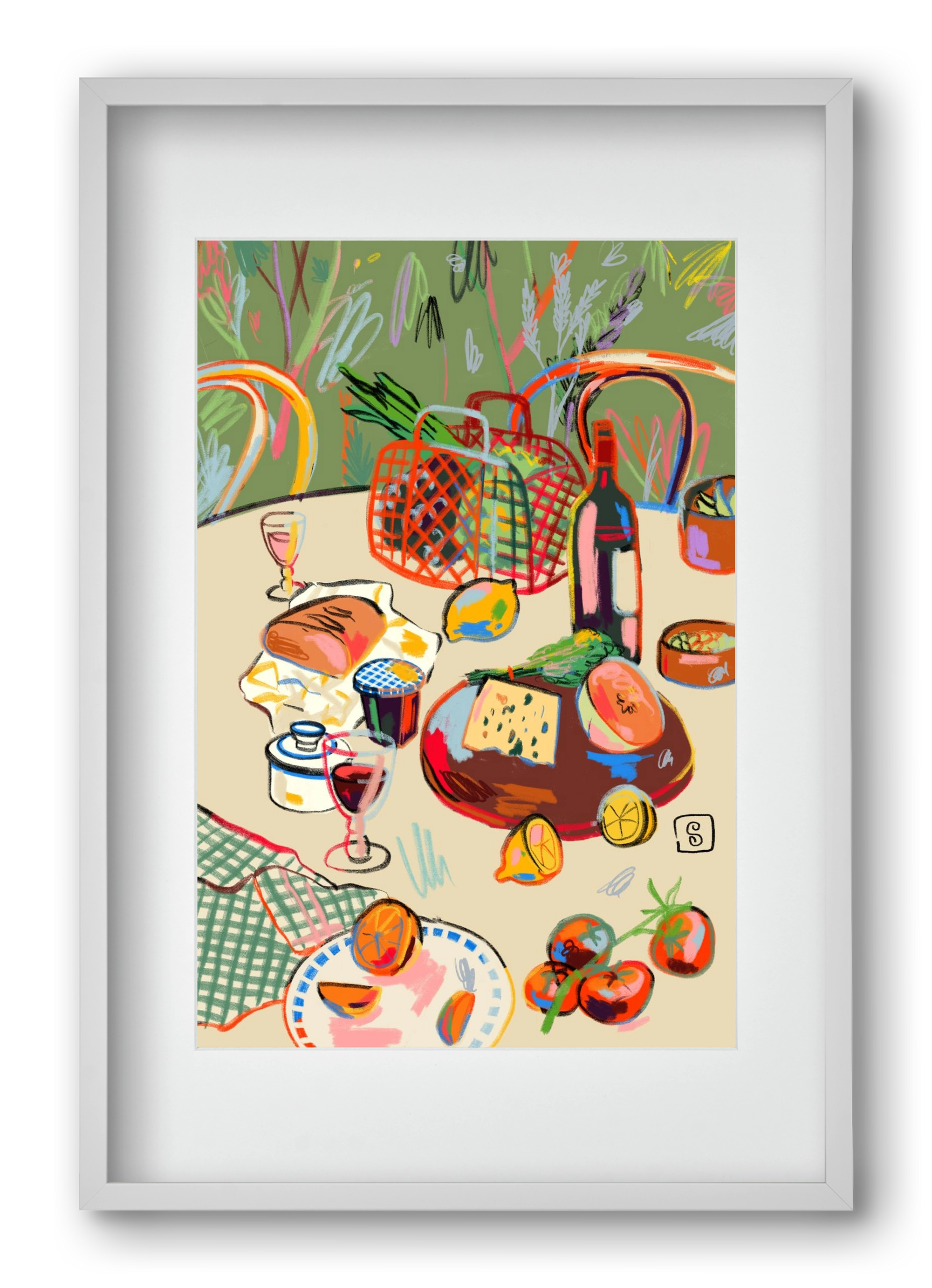 WINE BREAK, 40x60 cm (30x45 cm), Fehér keret, paszpartuval