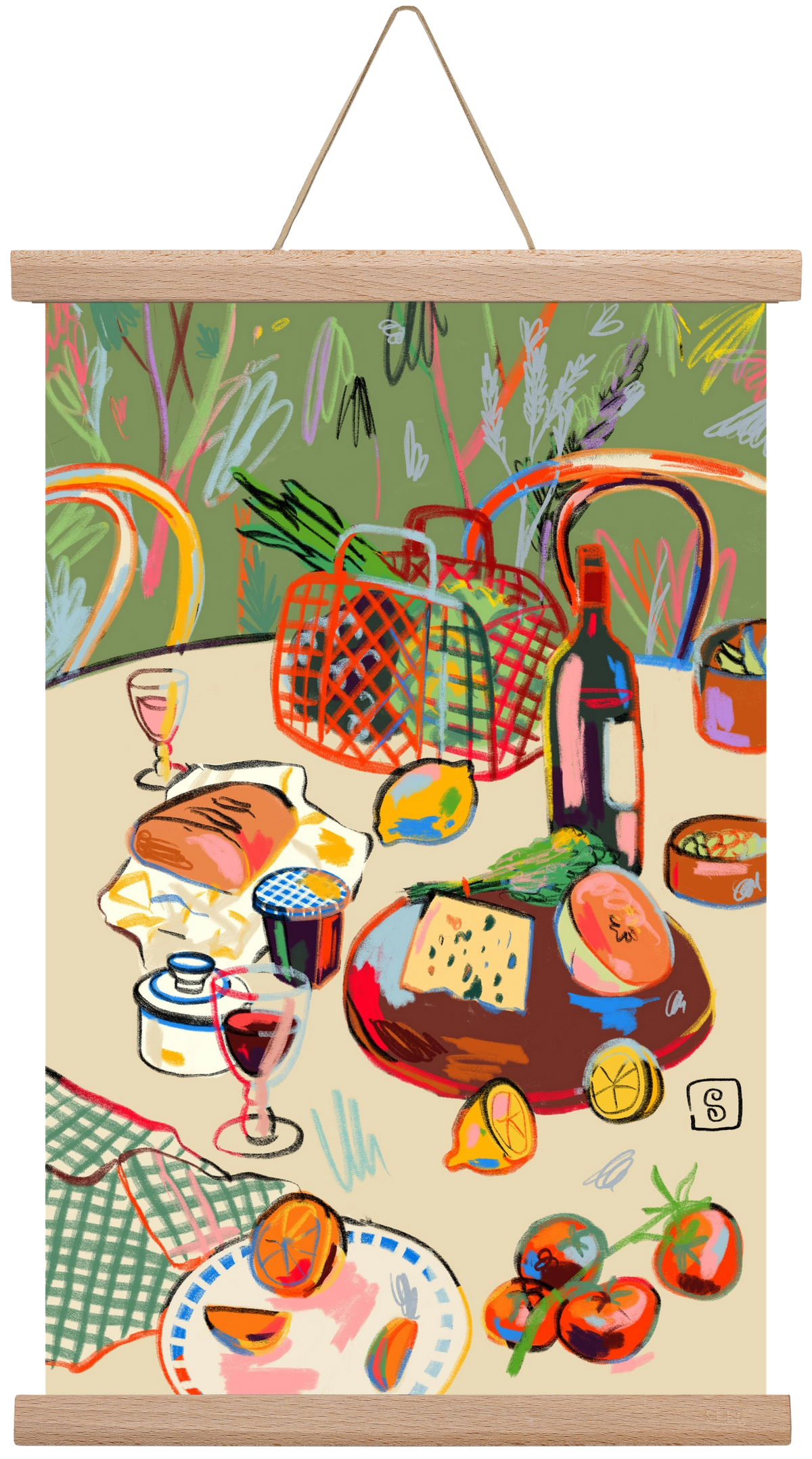 WINE BREAK, 30x45 cm (30x45 cm), Tölgy akasztó