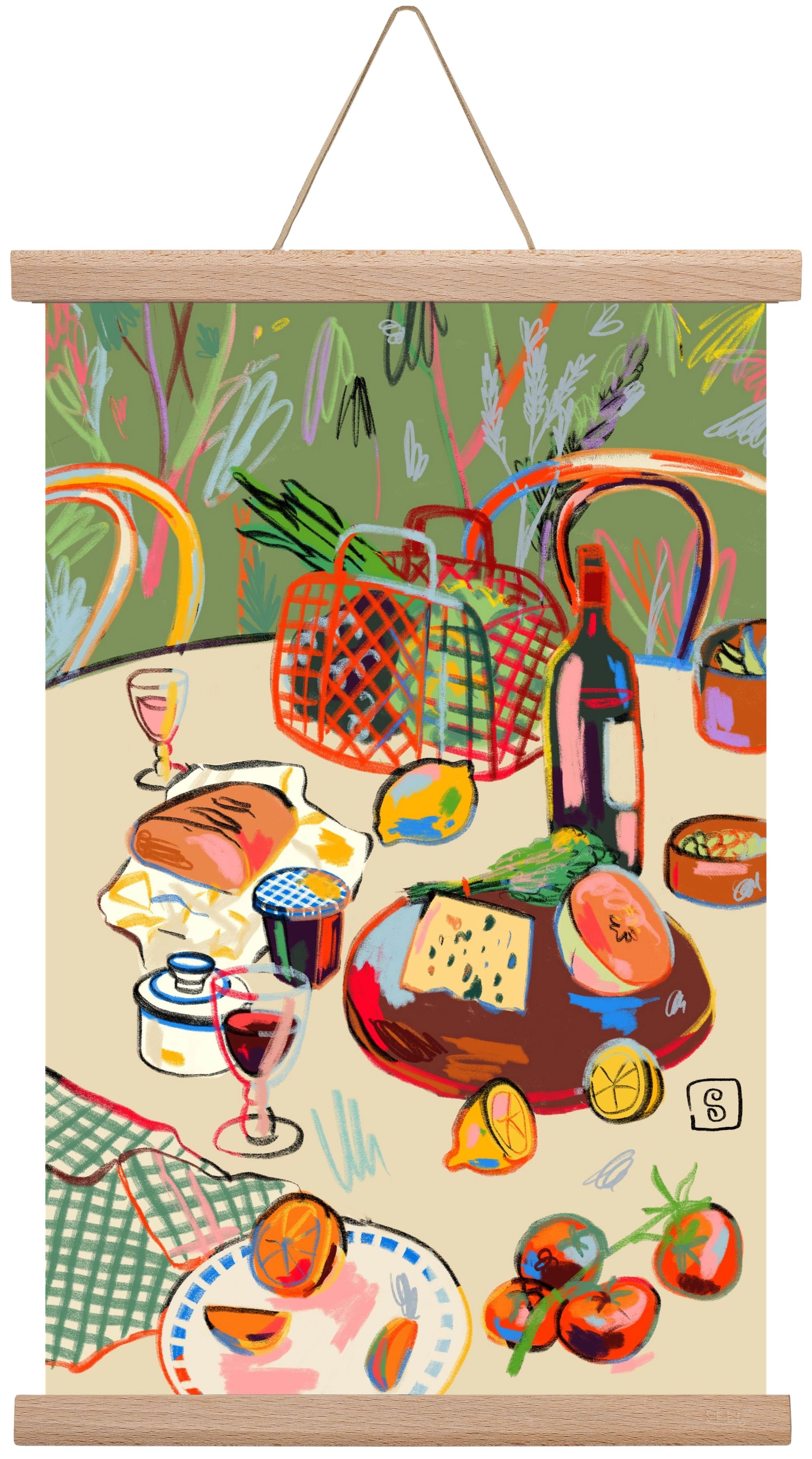 WINE BREAK, 30x45 cm (30x45 cm), Tölgy akasztó