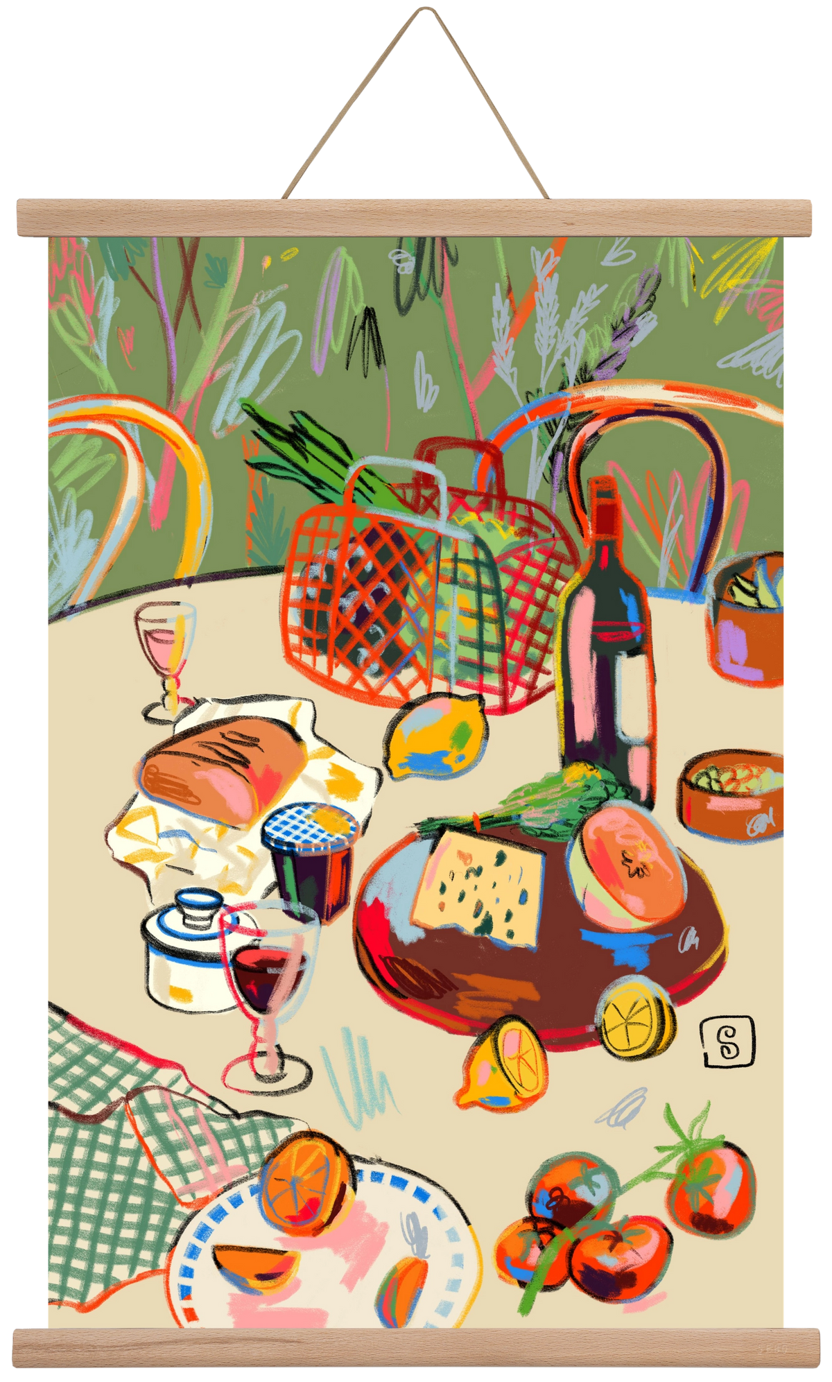 WINE BREAK, 40x60 cm (40x60 cm), Tölgy akasztó