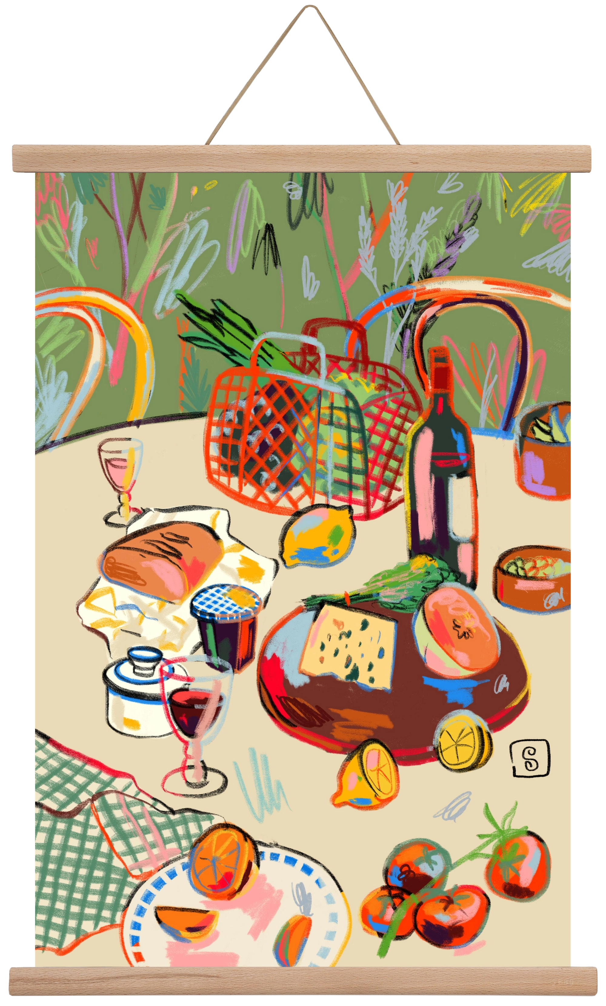 WINE BREAK, 40x60 cm (40x60 cm), Tölgy akasztó