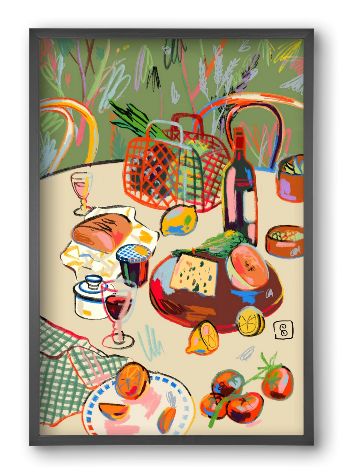 WINE BREAK, 40x60 cm (40x60 cm), Fekete keret