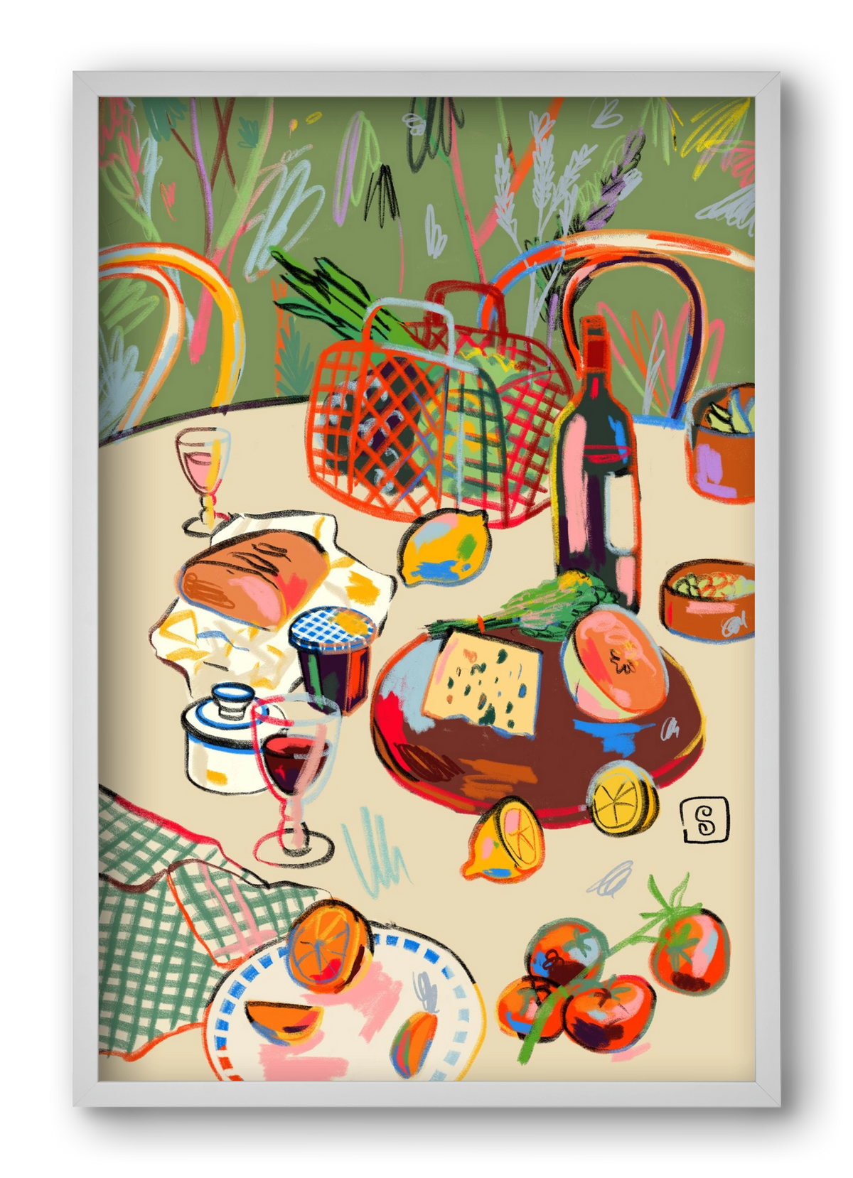 WINE BREAK, 40x60 cm (40x60 cm), Fehér keret