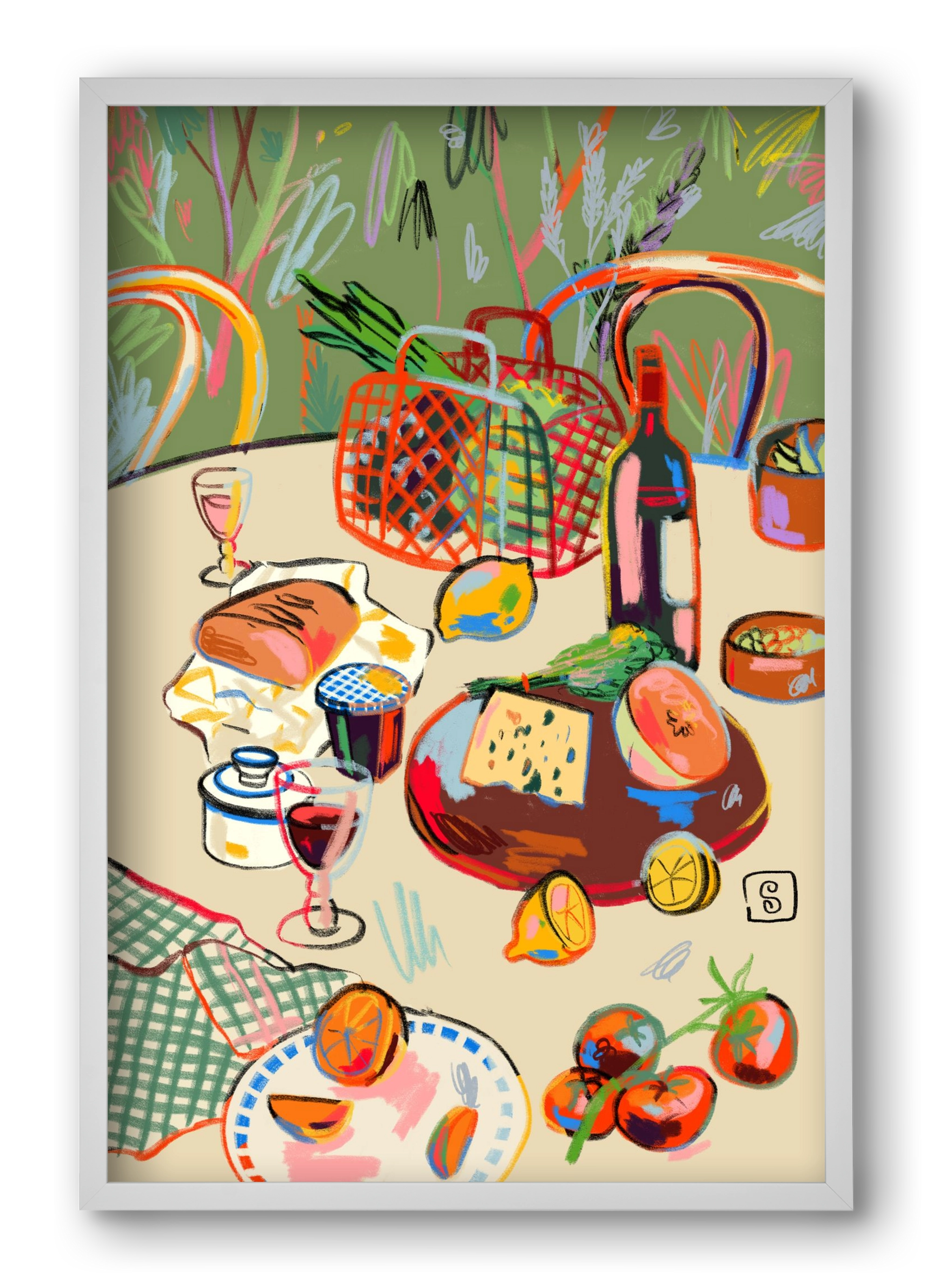 WINE BREAK, 40x60 cm (40x60 cm), Fehér keret