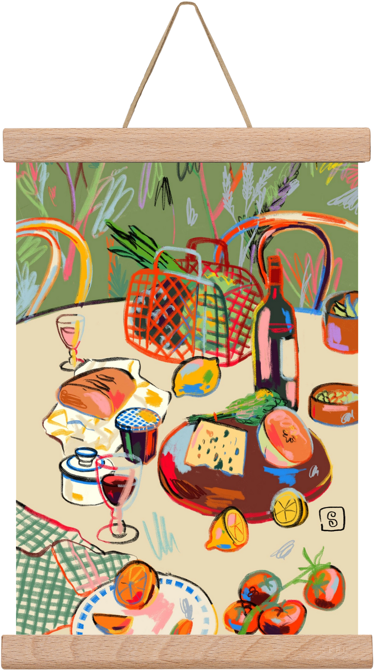 WINE BREAK, 20x30 cm (20x30 cm), Tölgy akasztó