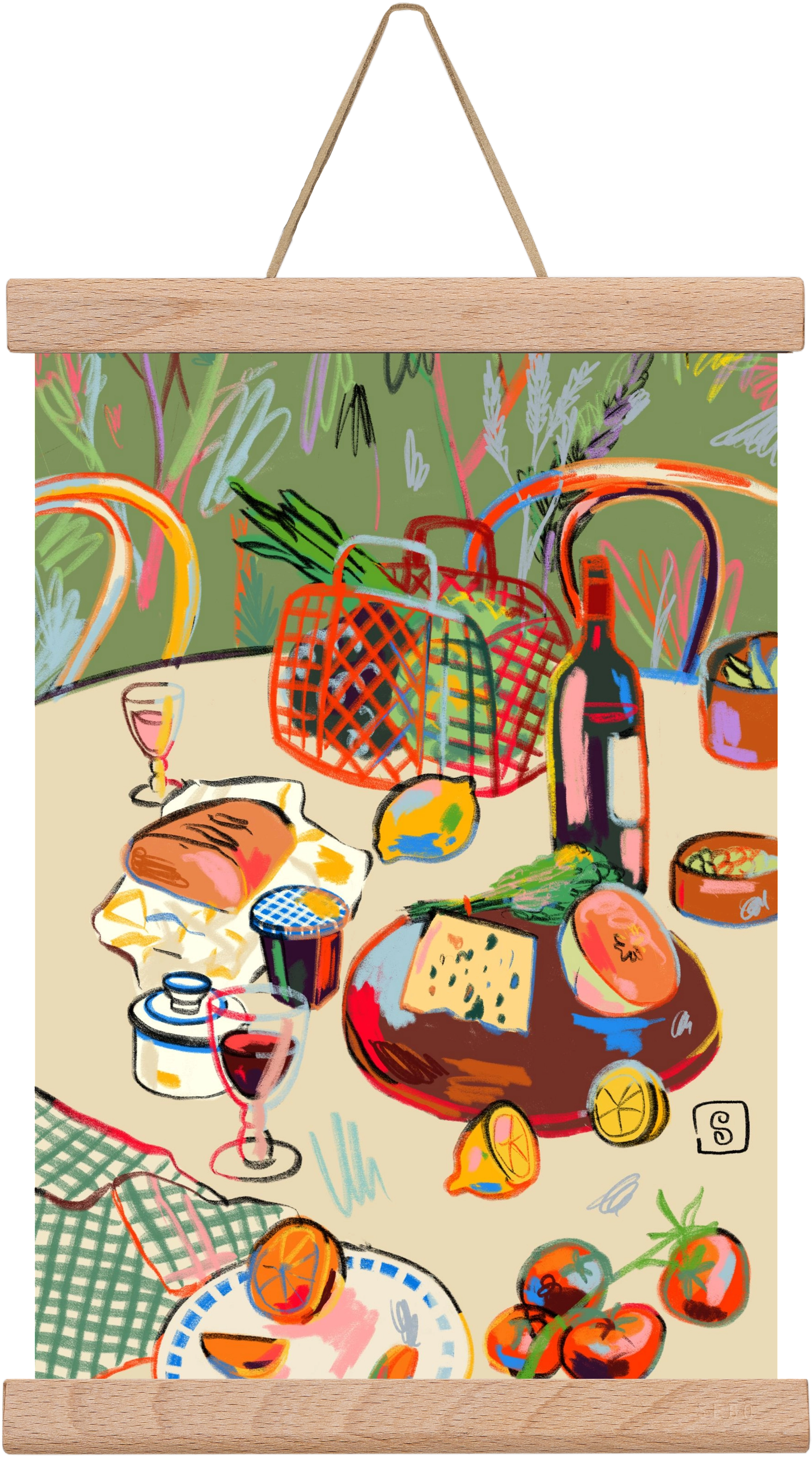 WINE BREAK, 20x30 cm (20x30 cm), Tölgy akasztó