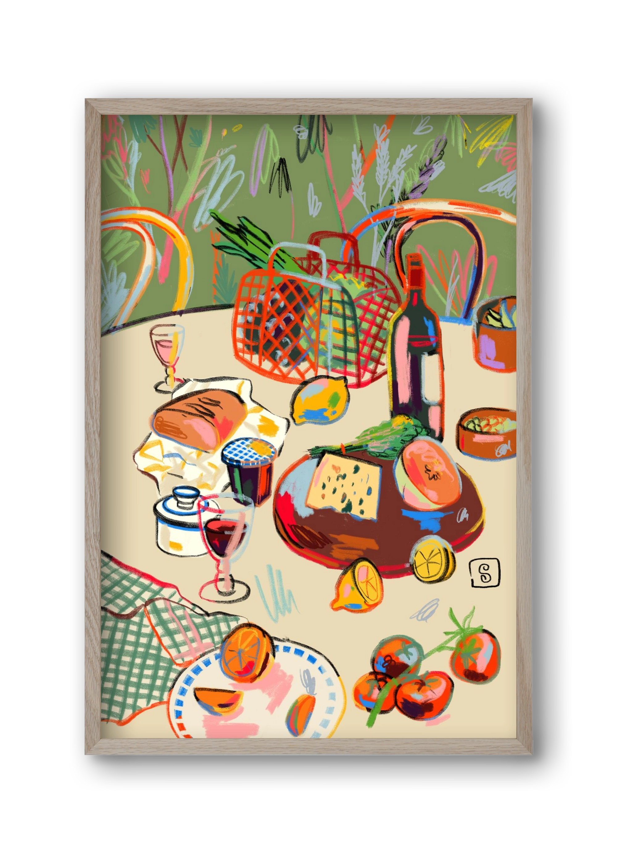 WINE BREAK, 30x45 cm (30x45 cm), Tölgy keret