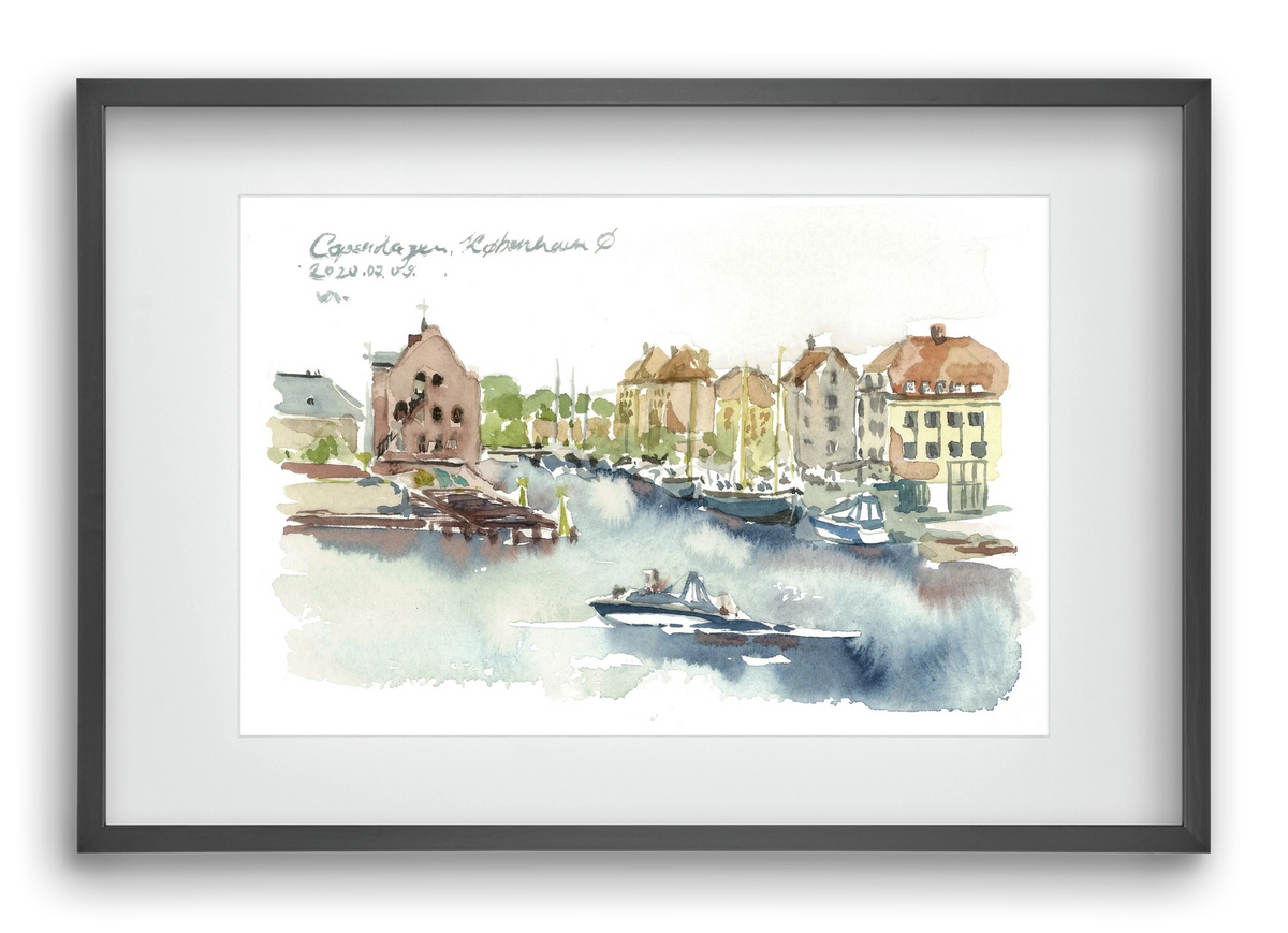 COPENHAGEN - København Ø - 2020.07.09., 60x40 cm (45x30 cm), Fekete keret, paszpartuval