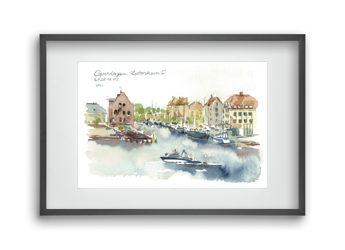 COPENHAGEN - København Ø - 2020.07.09., 45x30 cm (30x20 cm), Fekete keret, paszpartuval