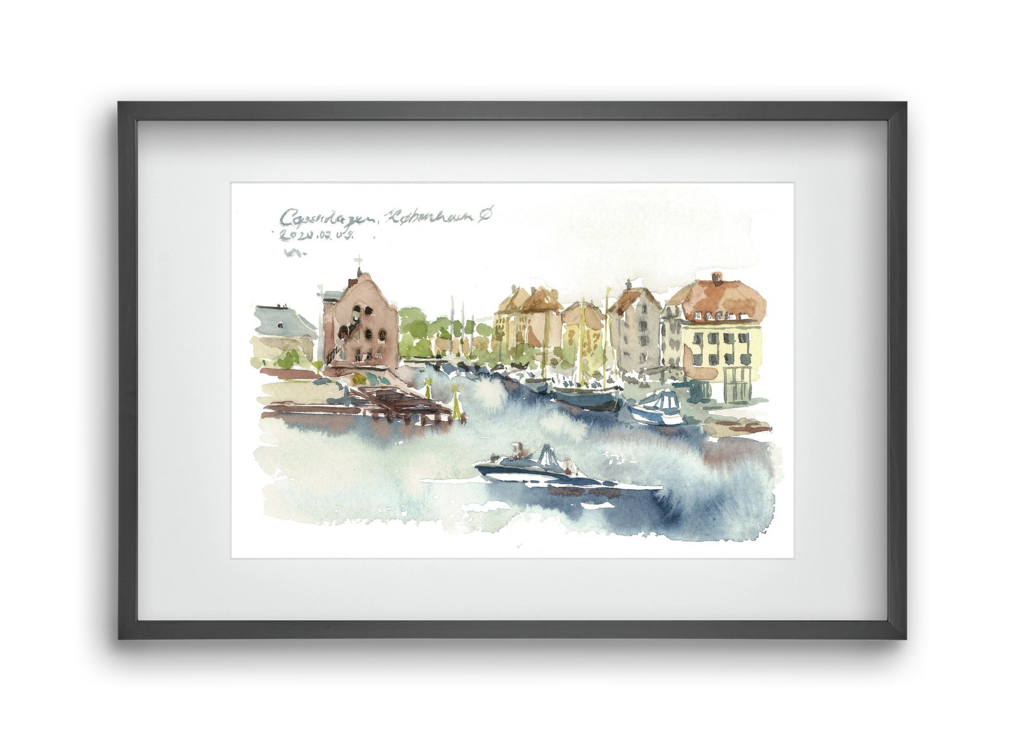 COPENHAGEN - København Ø - 2020.07.09., 45x30 cm (30x20 cm), Fekete keret, paszpartuval