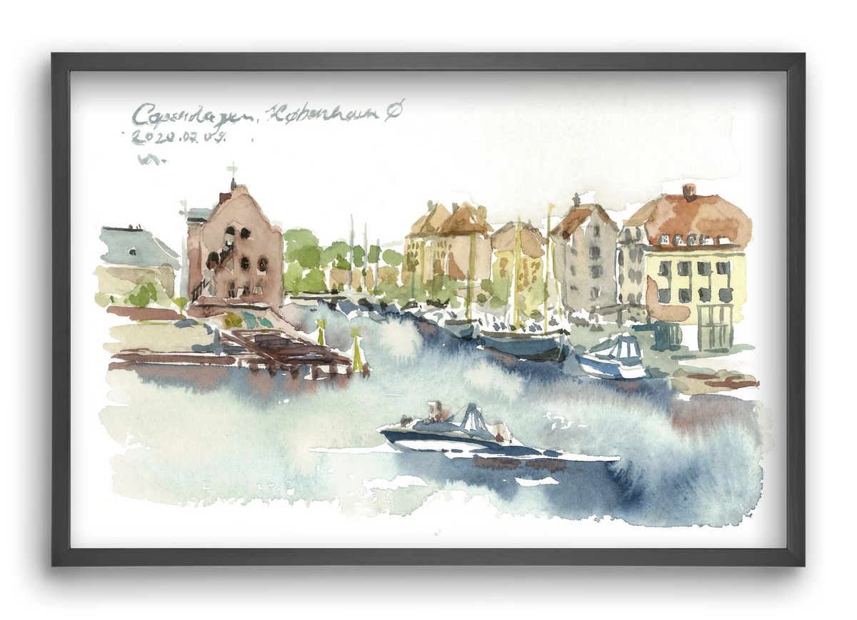 COPENHAGEN - København Ø - 2020.07.09., 60x40 cm (60x40 cm), Fekete keret