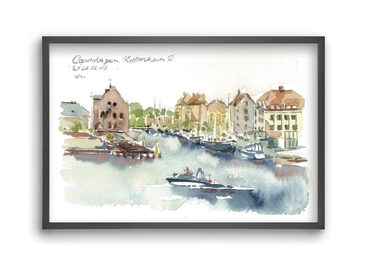 COPENHAGEN - København Ø - 2020.07.09., 45x30 cm (45x30 cm), Fekete keret
