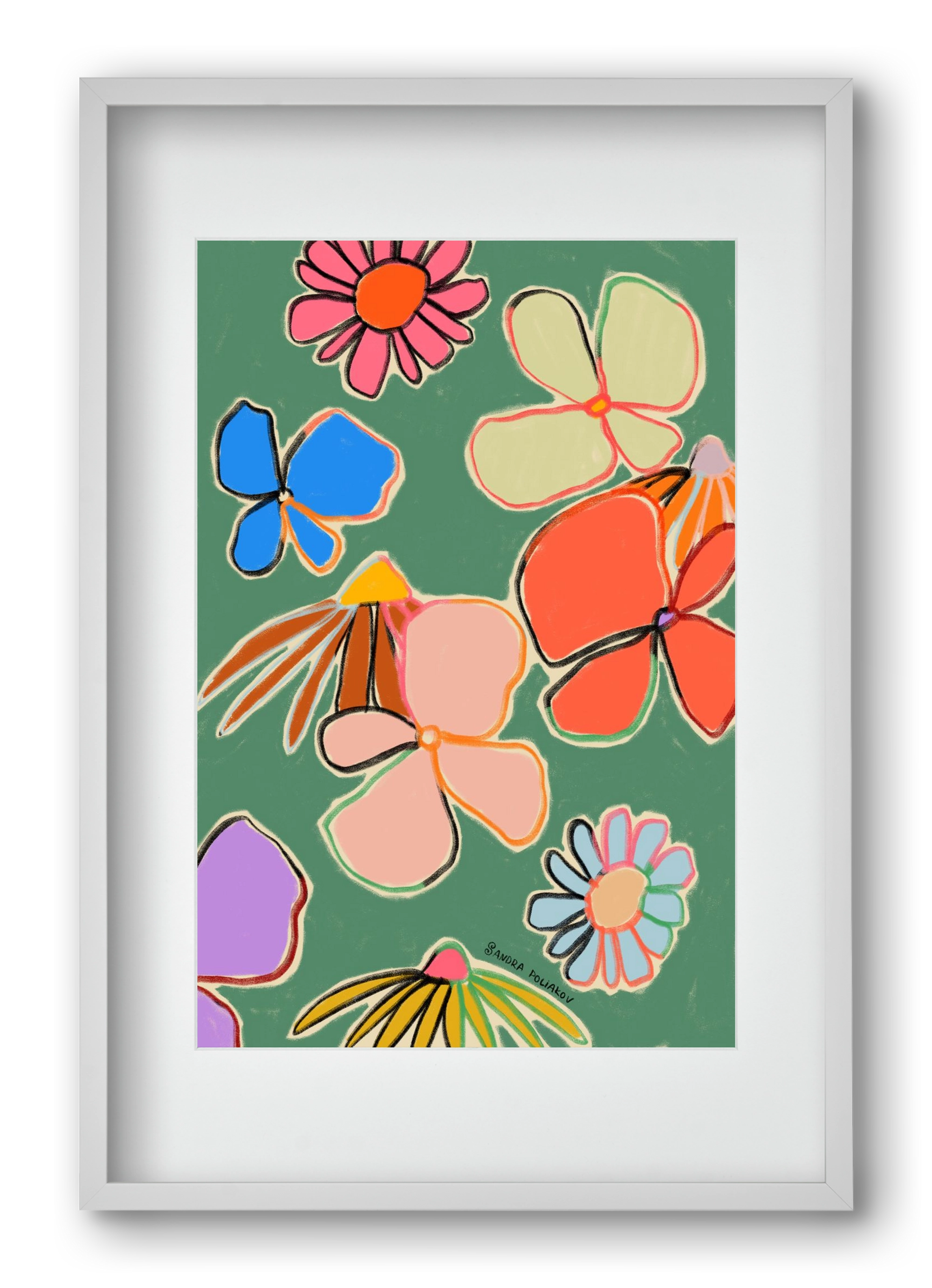 VINTAGE GARDEN GREEN, 40x60 cm (30x45 cm), Fehér keret, paszpartuval