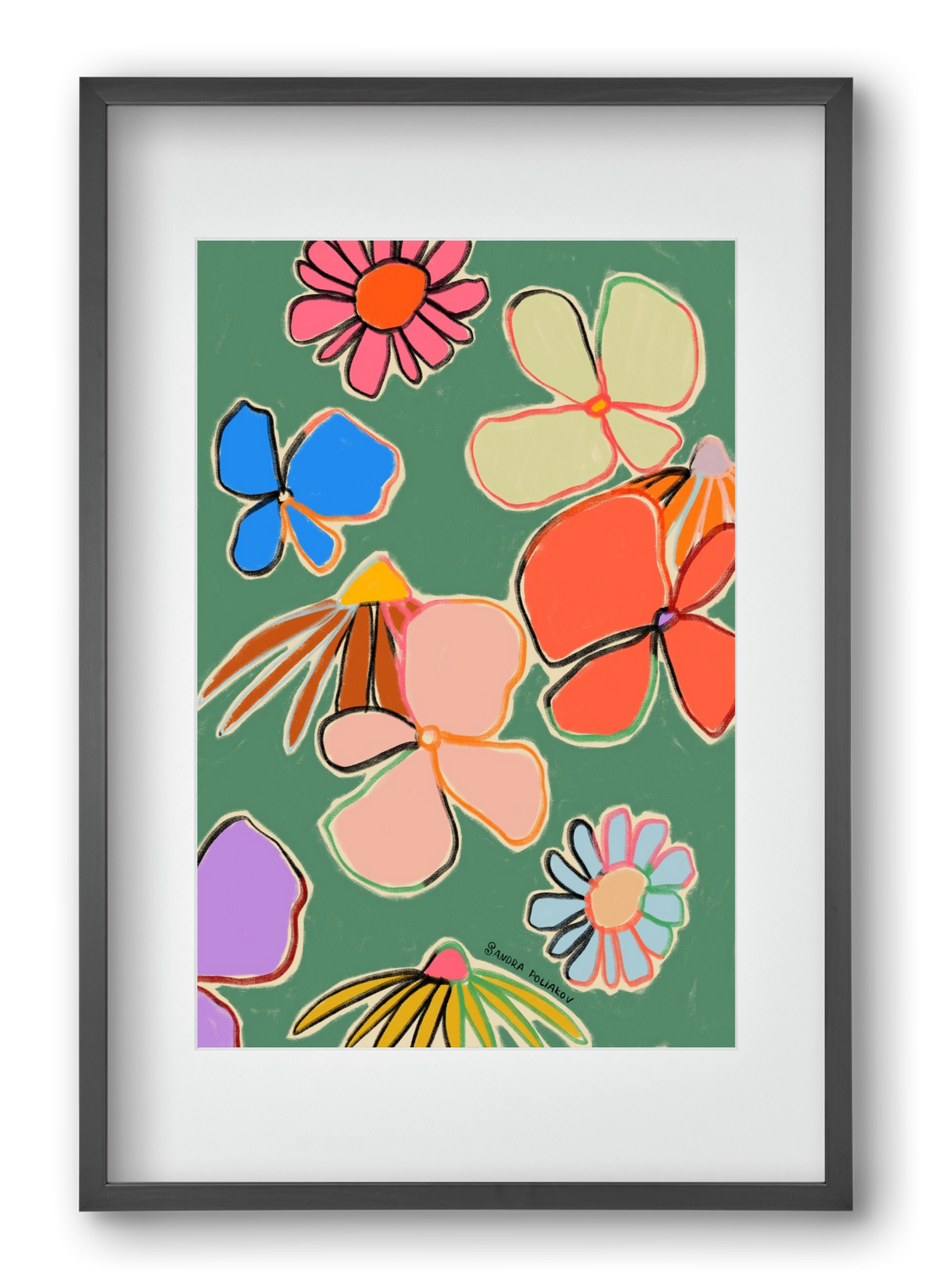 VINTAGE GARDEN GREEN, 40x60 cm (30x45 cm), Fekete keret, paszpartuval