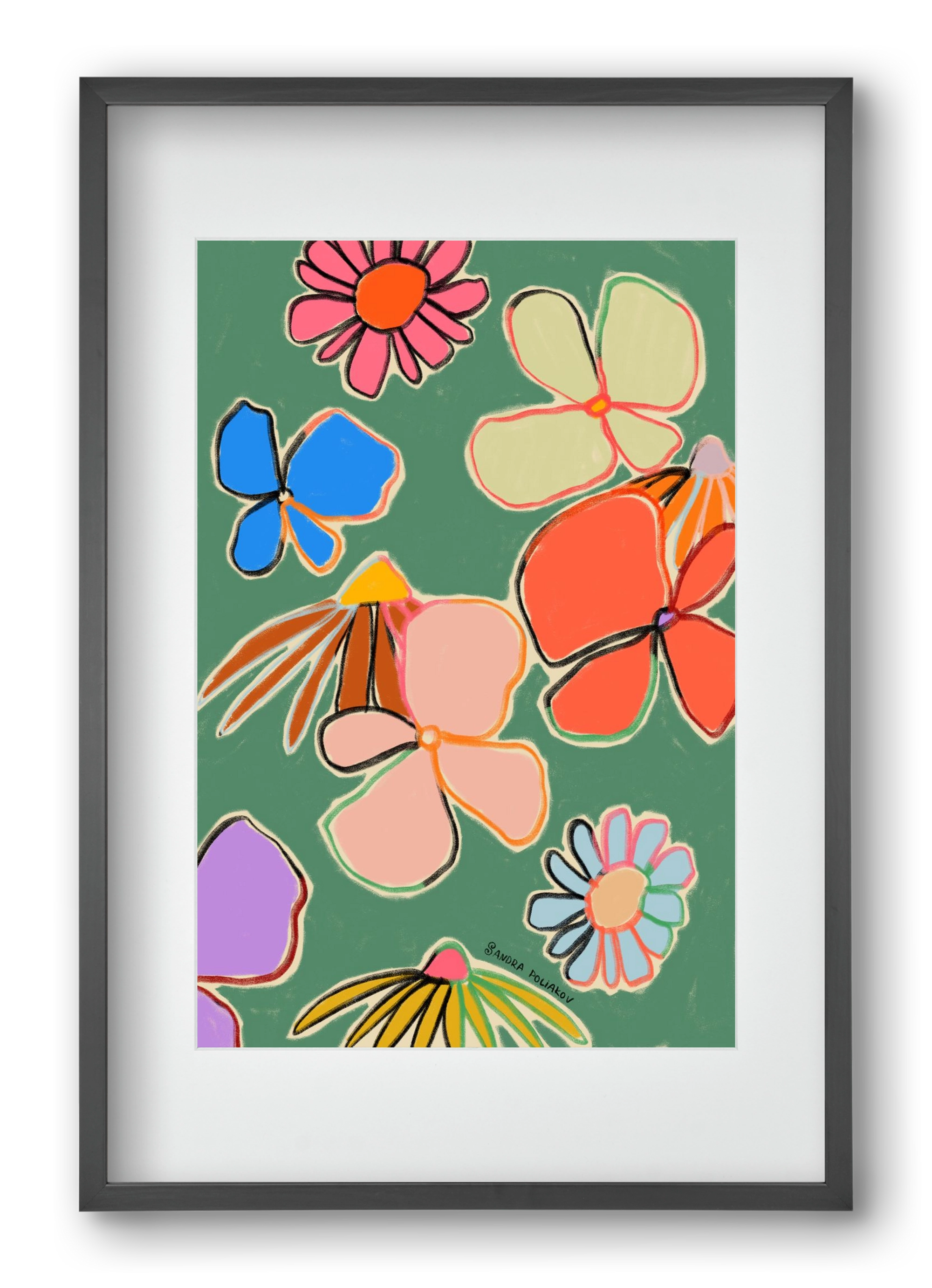 VINTAGE GARDEN GREEN, 40x60 cm (30x45 cm), Fekete keret, paszpartuval