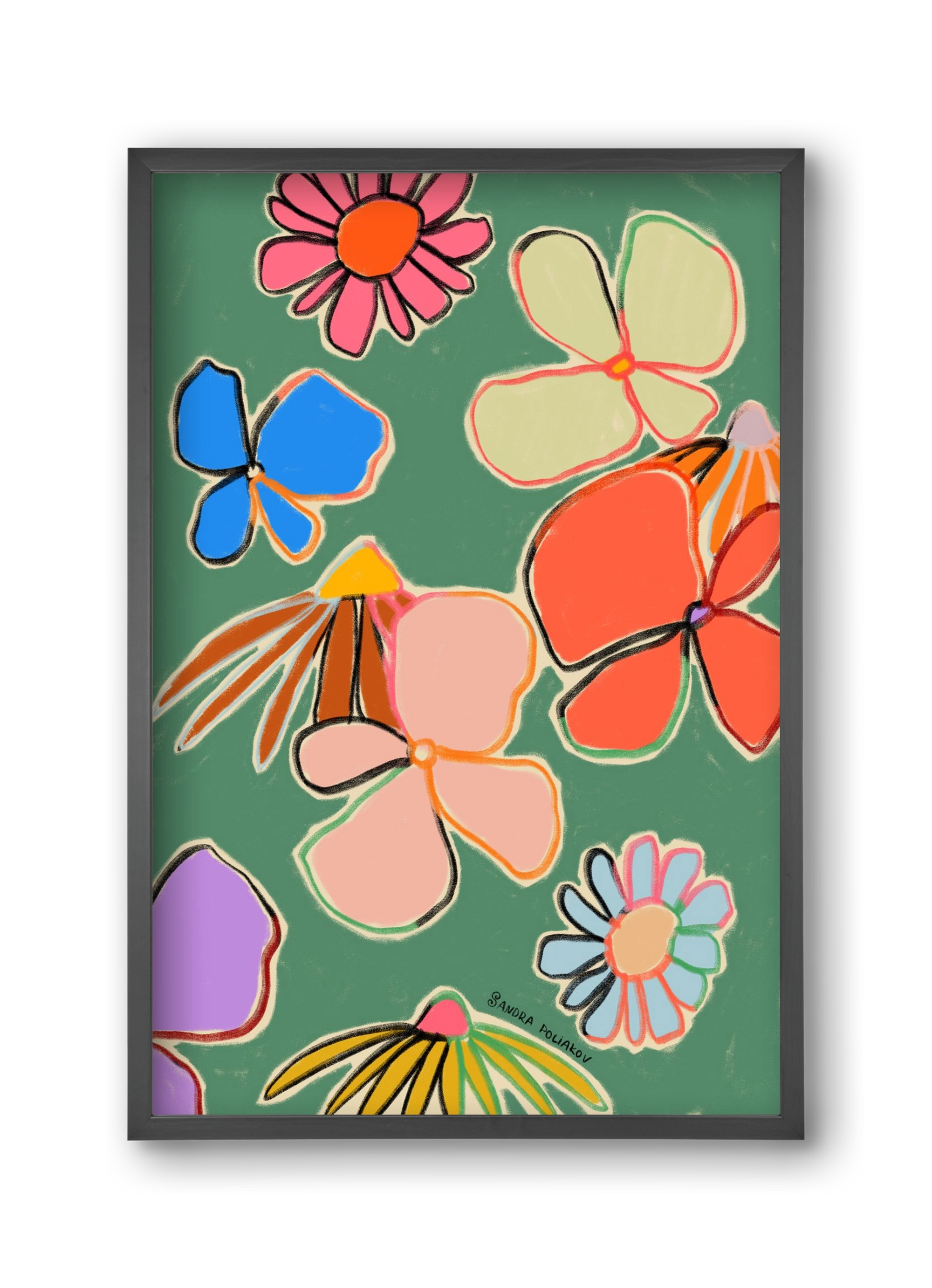 VINTAGE GARDEN GREEN, 30x45 cm (30x45 cm), Fekete keret