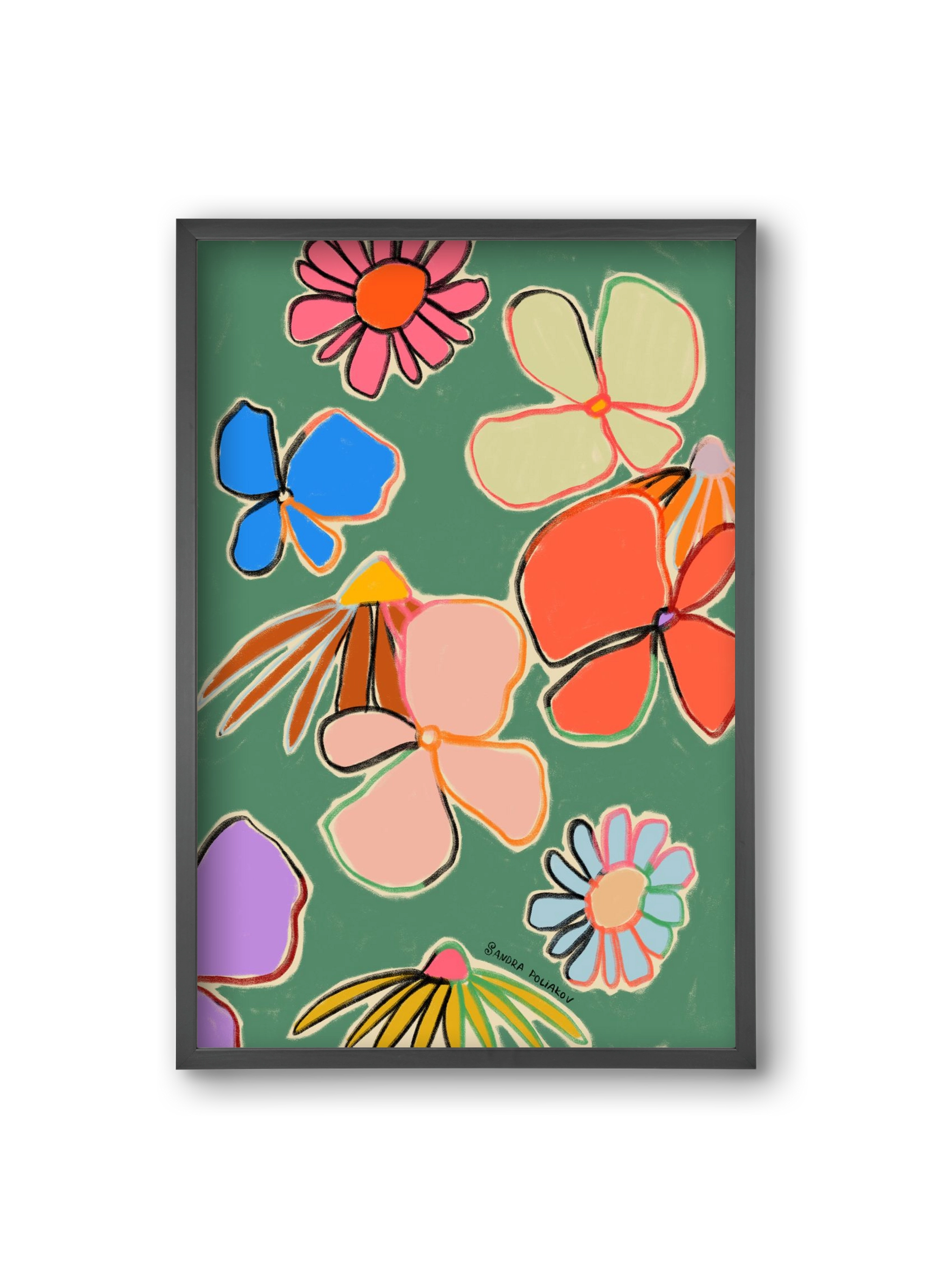 VINTAGE GARDEN GREEN, 20x30 cm (20x30 cm), Fekete keret