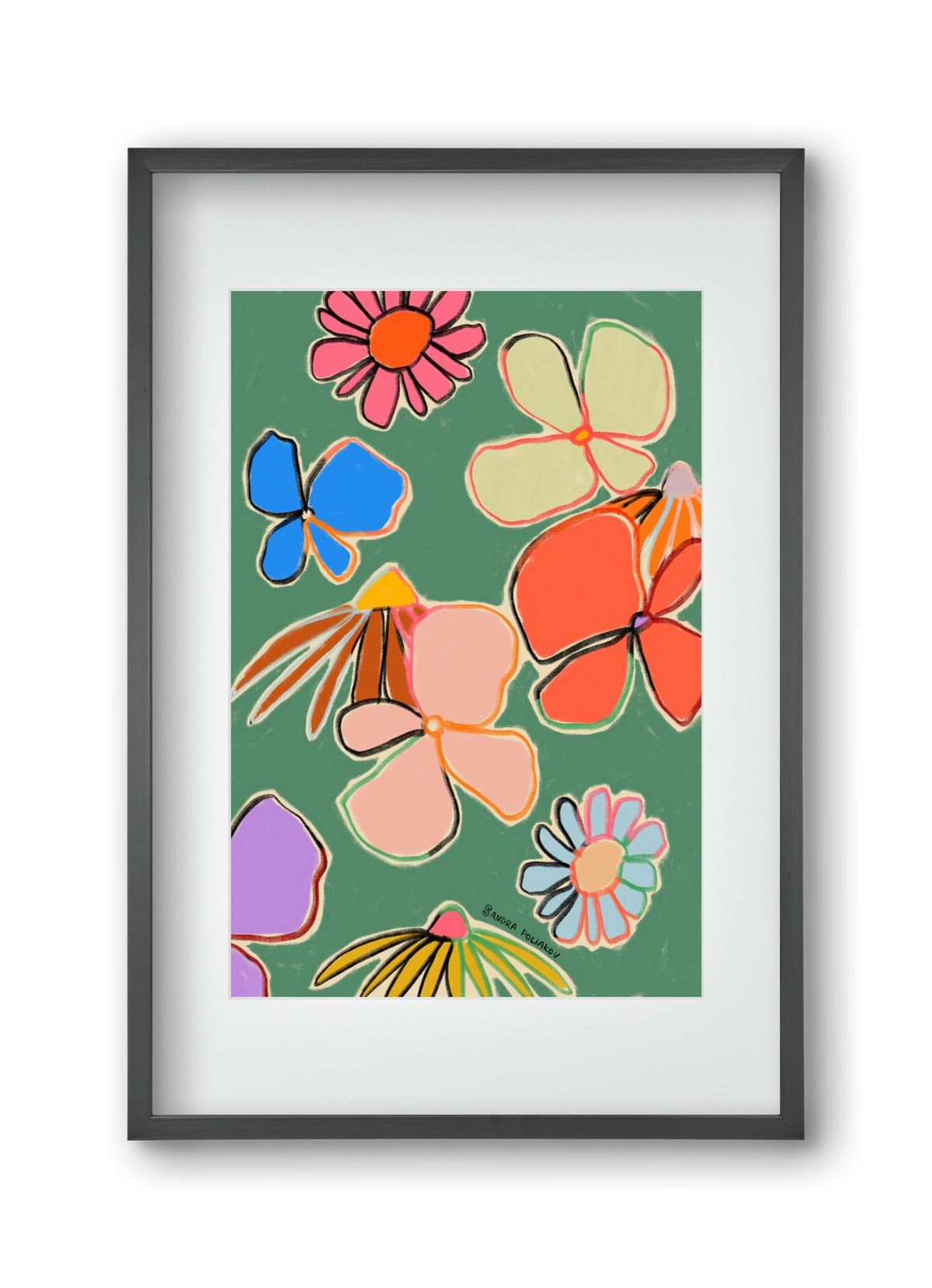 VINTAGE GARDEN GREEN, 30x45 cm (20x30 cm), Fekete keret, paszpartuval