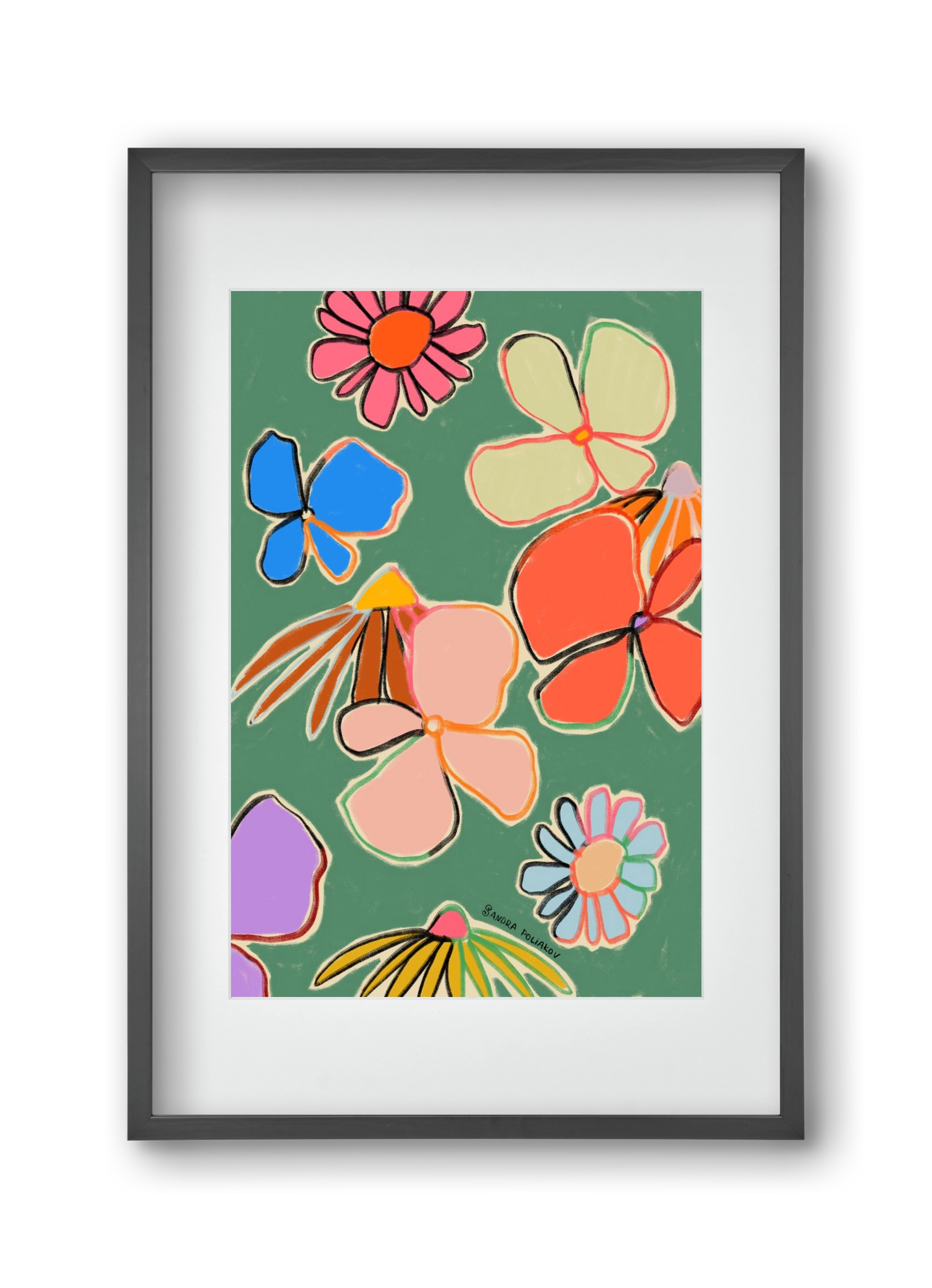 VINTAGE GARDEN GREEN, 30x45 cm (20x30 cm), Fekete keret, paszpartuval