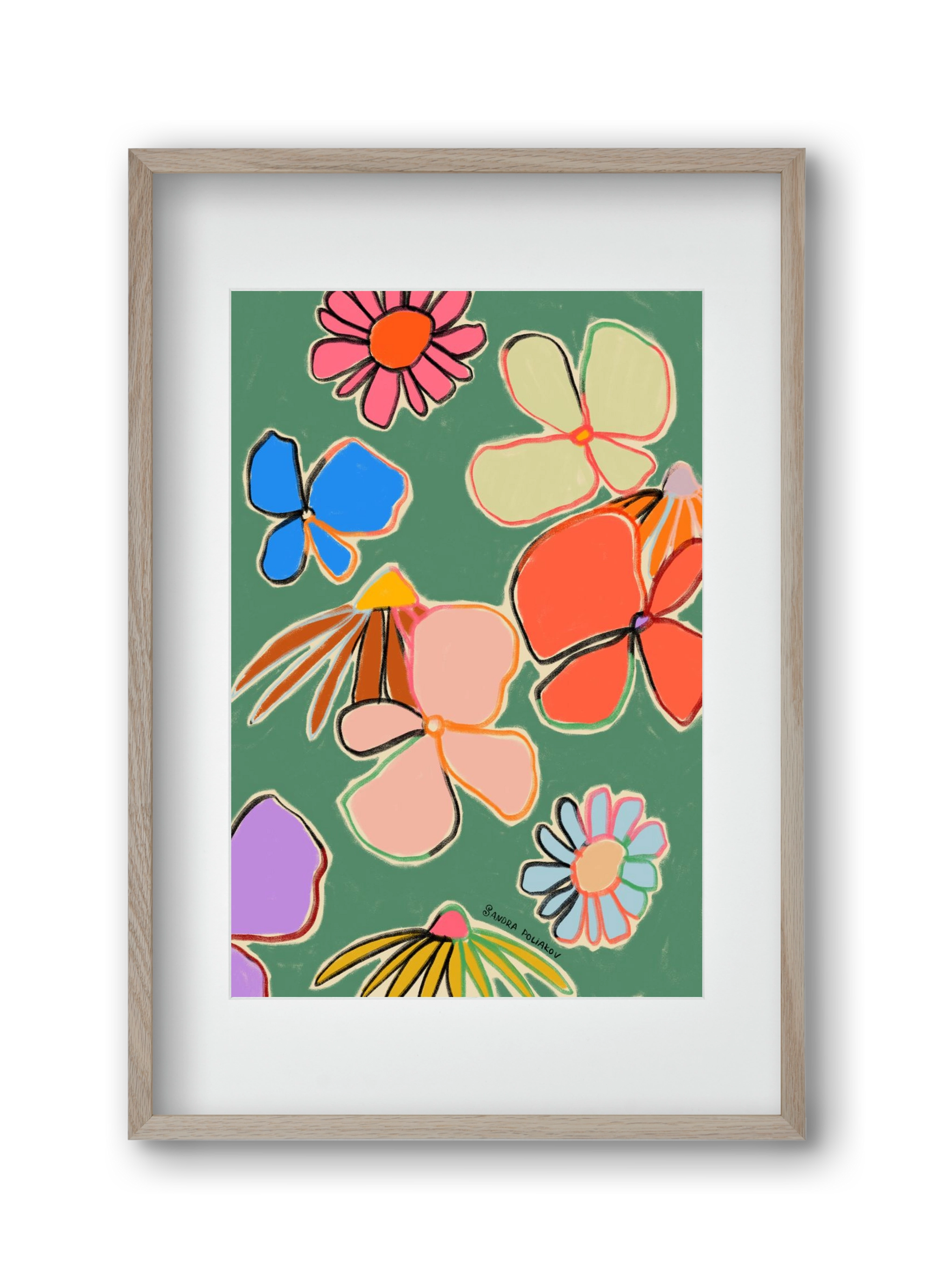 VINTAGE GARDEN GREEN, 30x45 cm (20x30 cm), Tölgy keret, paszpartuval