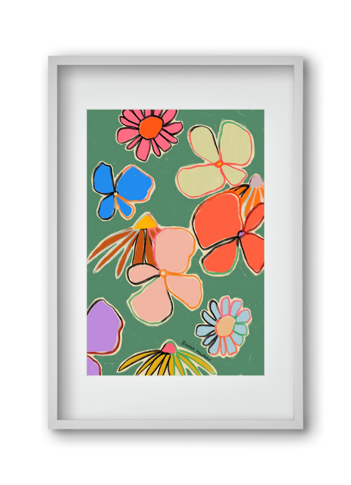 VINTAGE GARDEN GREEN, 30x45 cm (20x30 cm), Fehér keret, paszpartuval