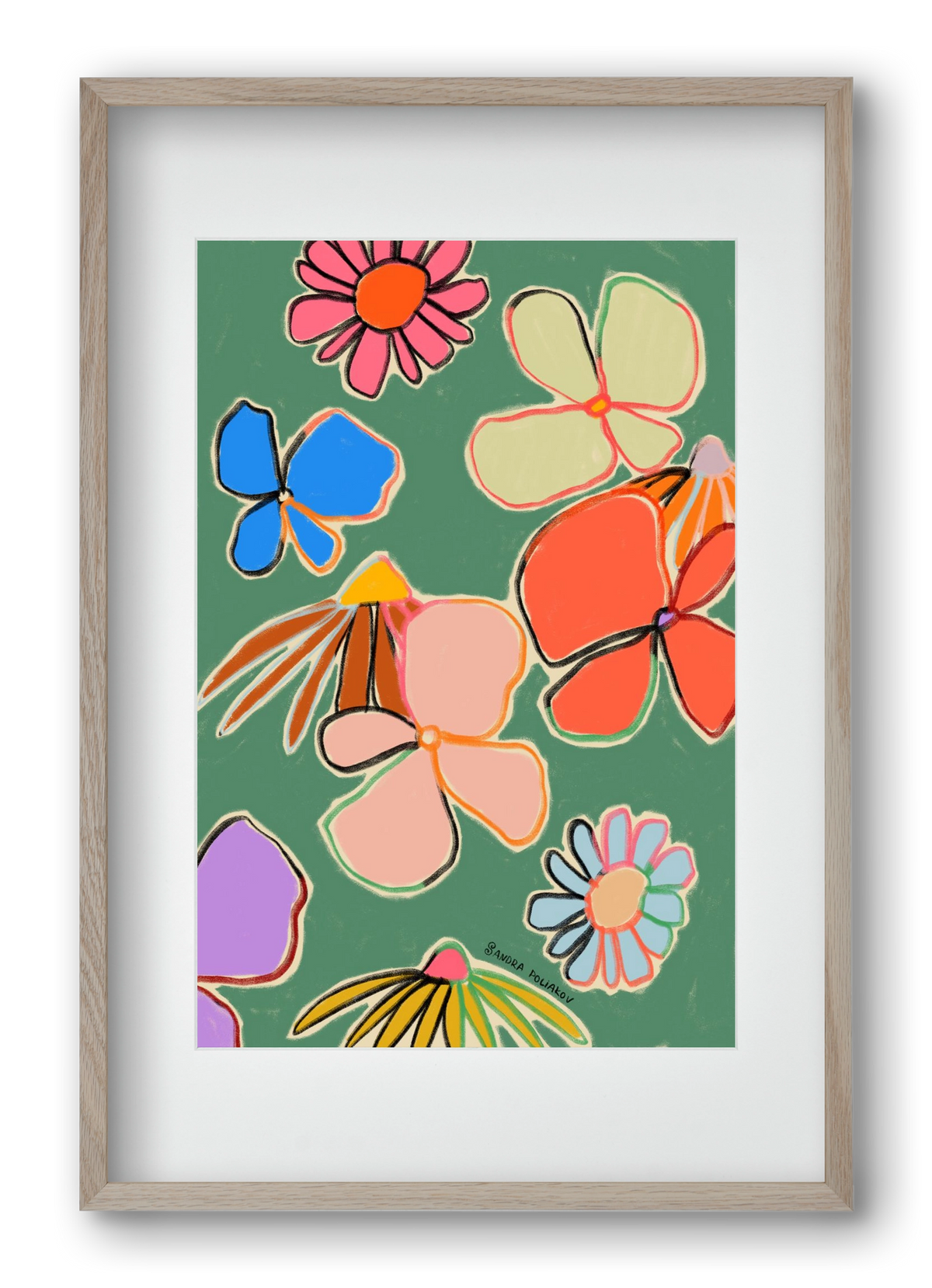 VINTAGE GARDEN GREEN, 40x60 cm (30x45 cm), Tölgy keret, paszpartuval