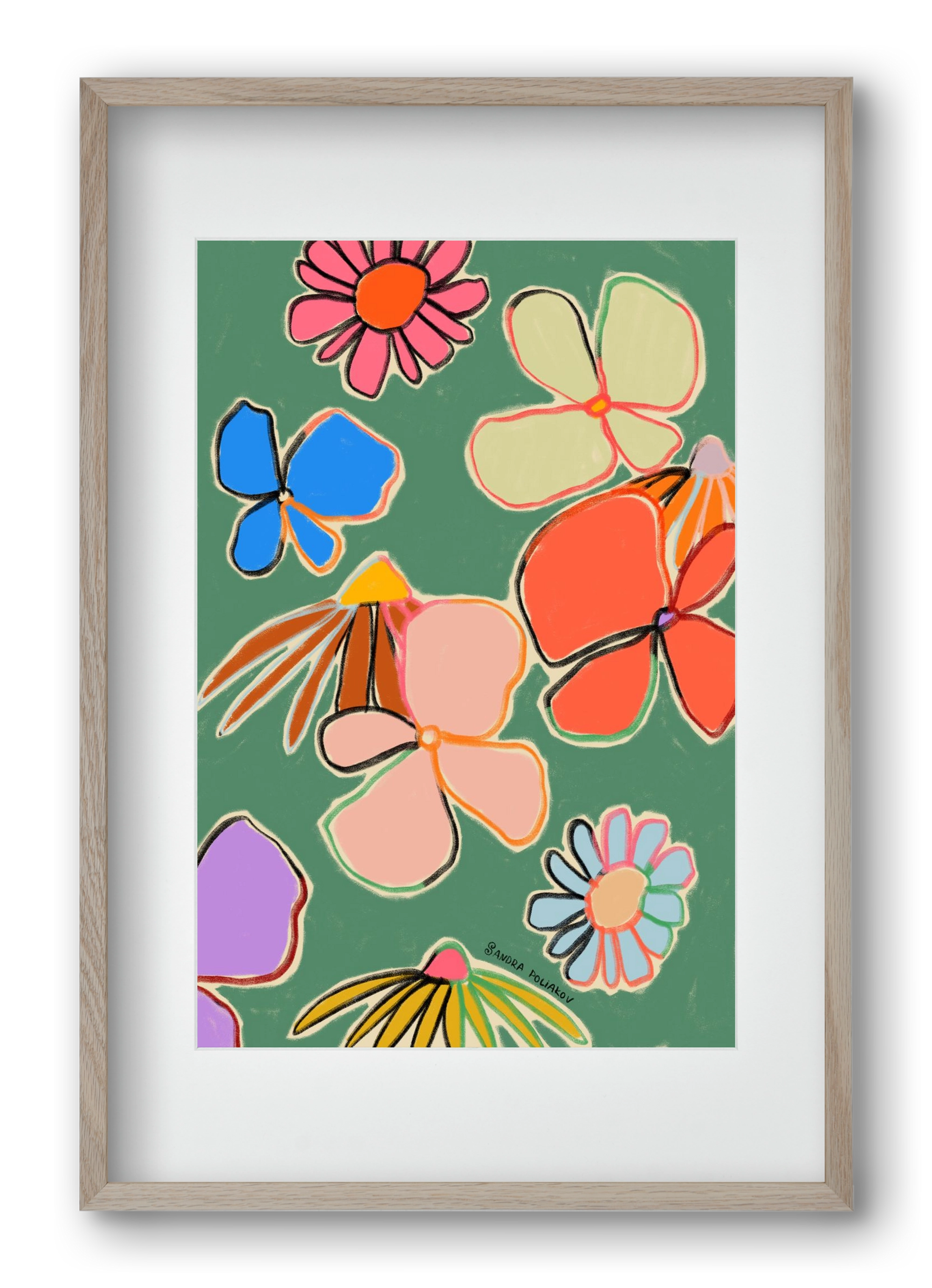 VINTAGE GARDEN GREEN, 40x60 cm (30x45 cm), Tölgy keret, paszpartuval