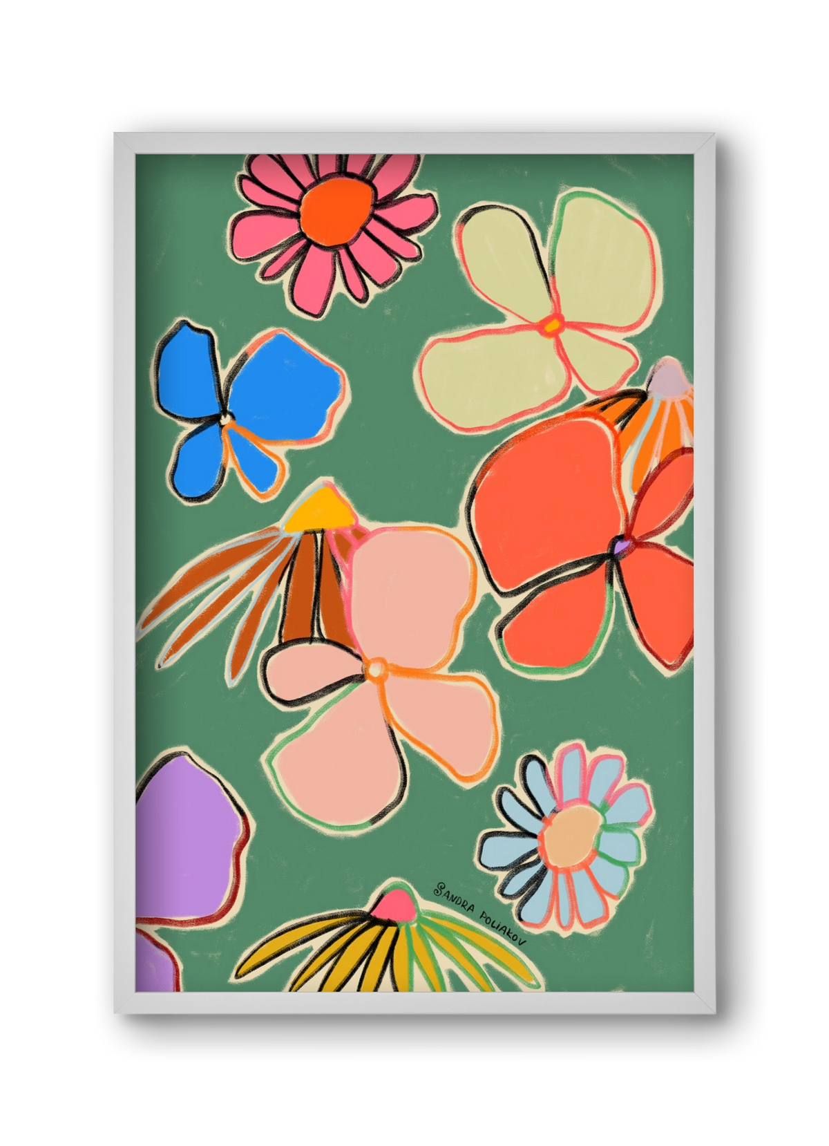 VINTAGE GARDEN GREEN, 30x45 cm (30x45 cm), Fehér keret