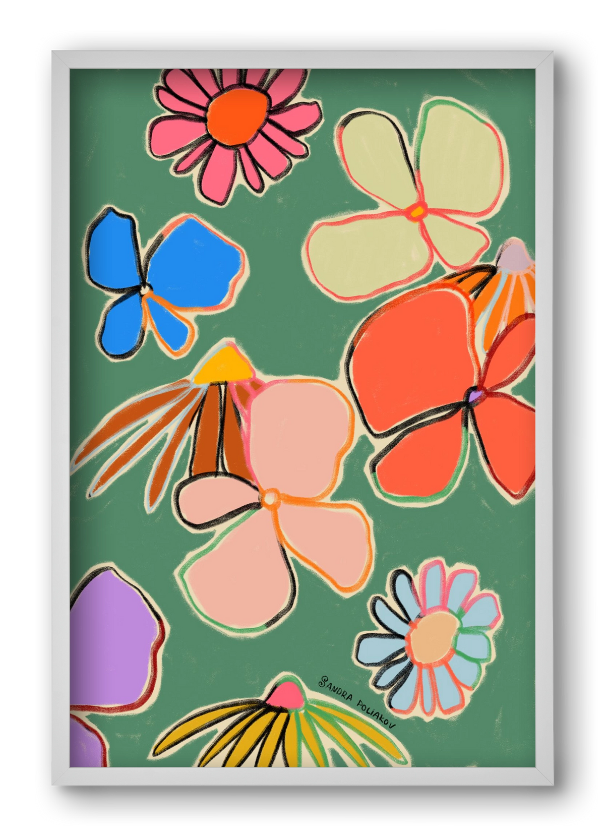 VINTAGE GARDEN GREEN, 40x60 cm (40x60 cm), Fehér keret