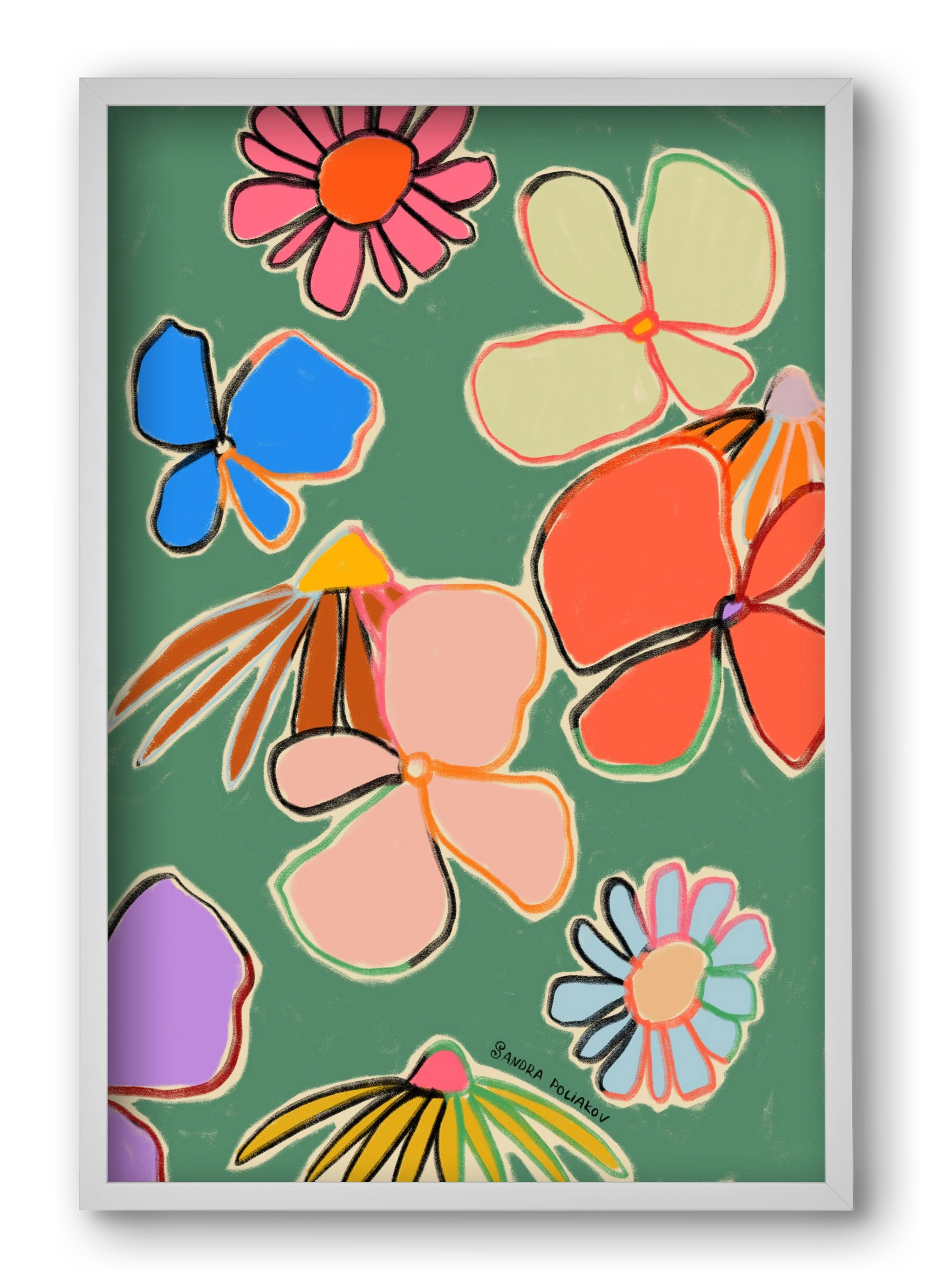 VINTAGE GARDEN GREEN, 40x60 cm (40x60 cm), Fehér keret