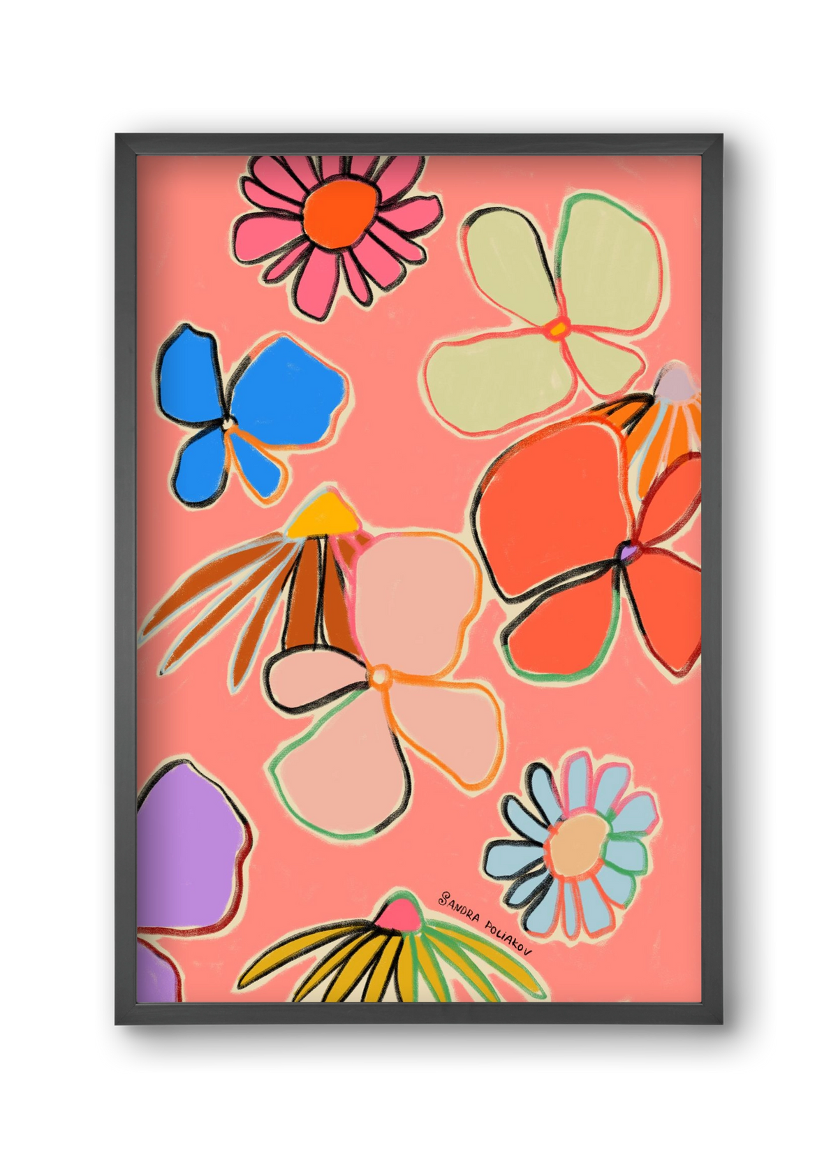 VINTAGE GARDEN PEACH, 30x45 cm (30x45 cm), Fekete keret